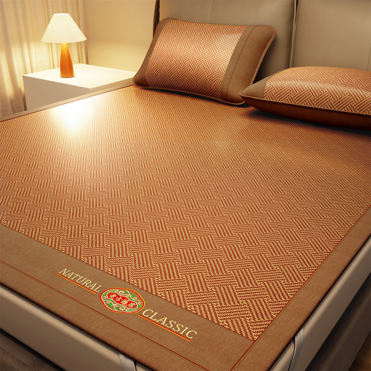 91家纺网 家纺一手货源 找家纺 绒艺席业 2026年新款加密双面古藤席 老古藤席