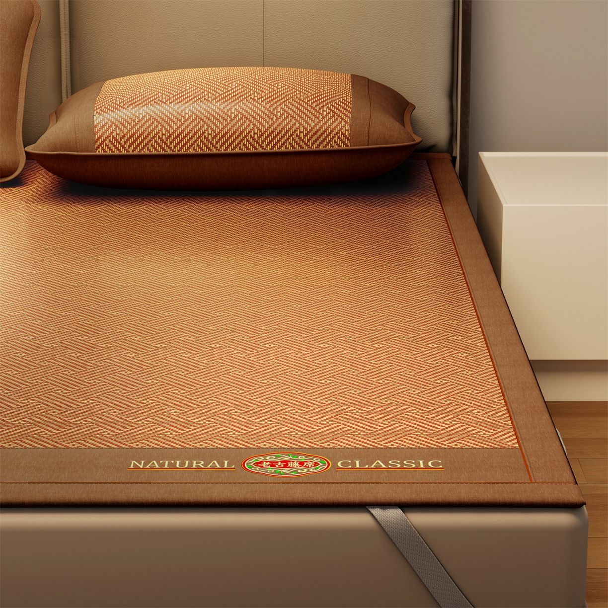 91家纺网 家纺一手货源 找家纺 绒艺席业 2026年新款加密双面古藤席 老古藤席