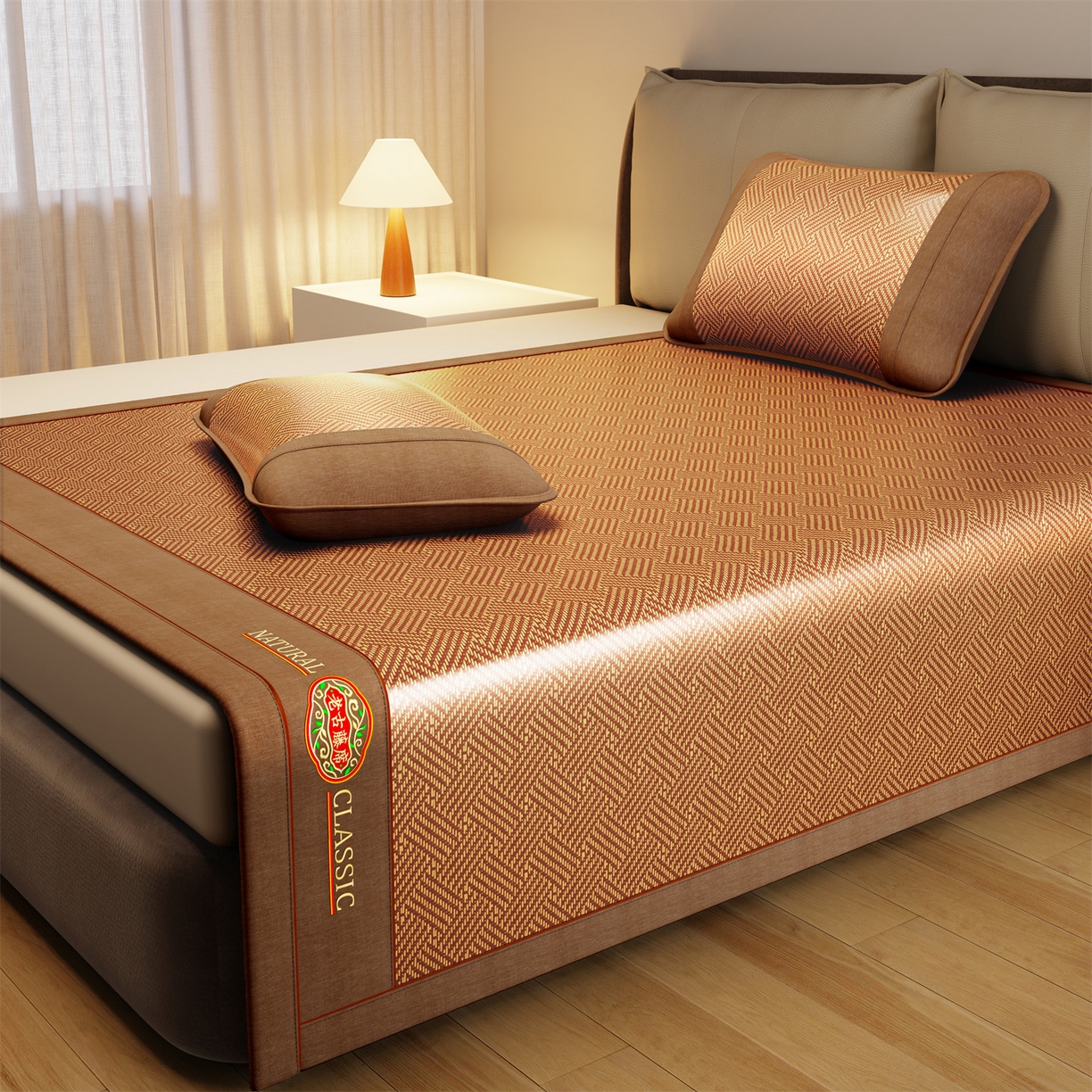 91家纺网 家纺一手货源 找家纺 绒艺席业 2026年新款加密双面古藤席 老古藤席