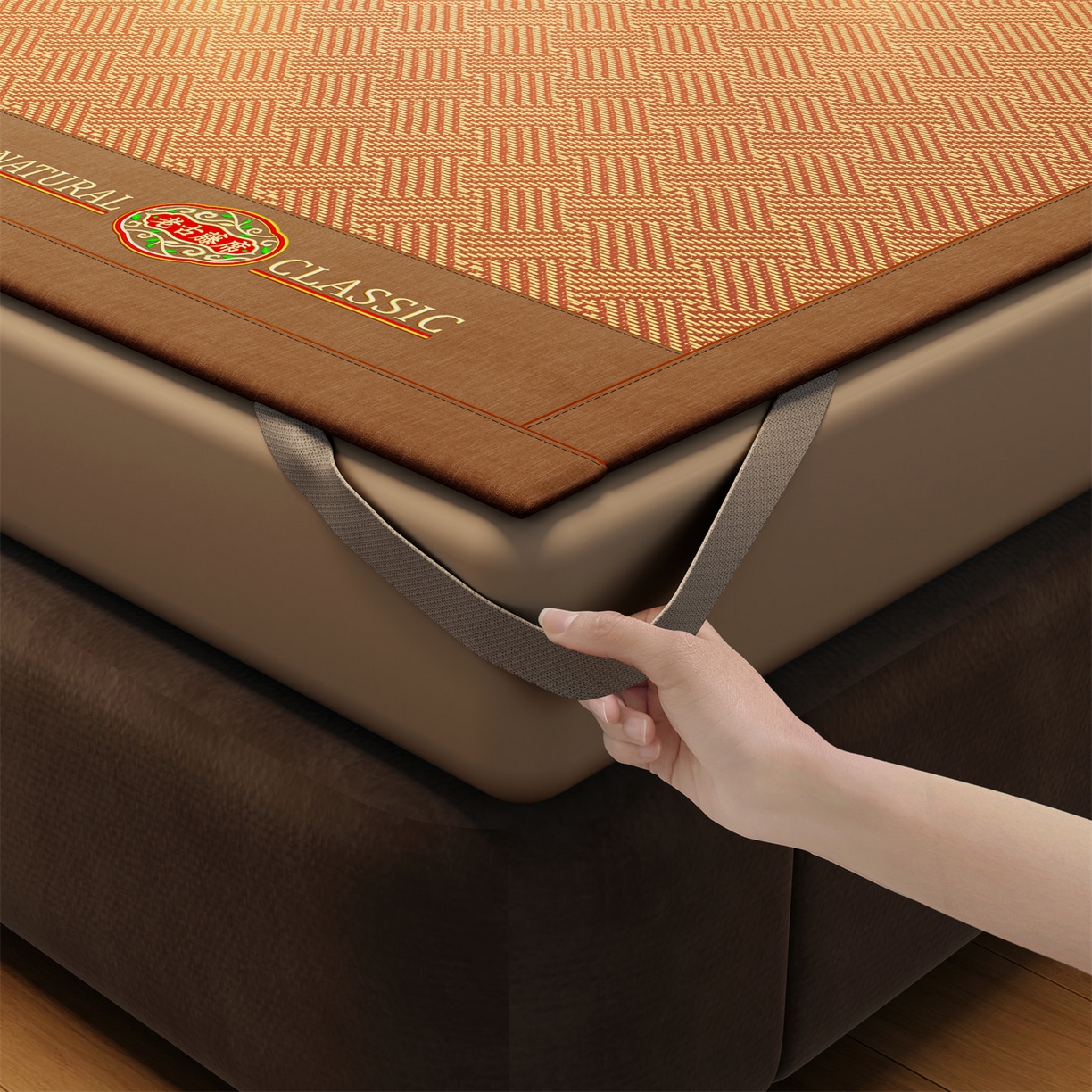 91家纺网 家纺一手货源 找家纺 绒艺席业 2026年新款加密双面古藤席 老古藤席