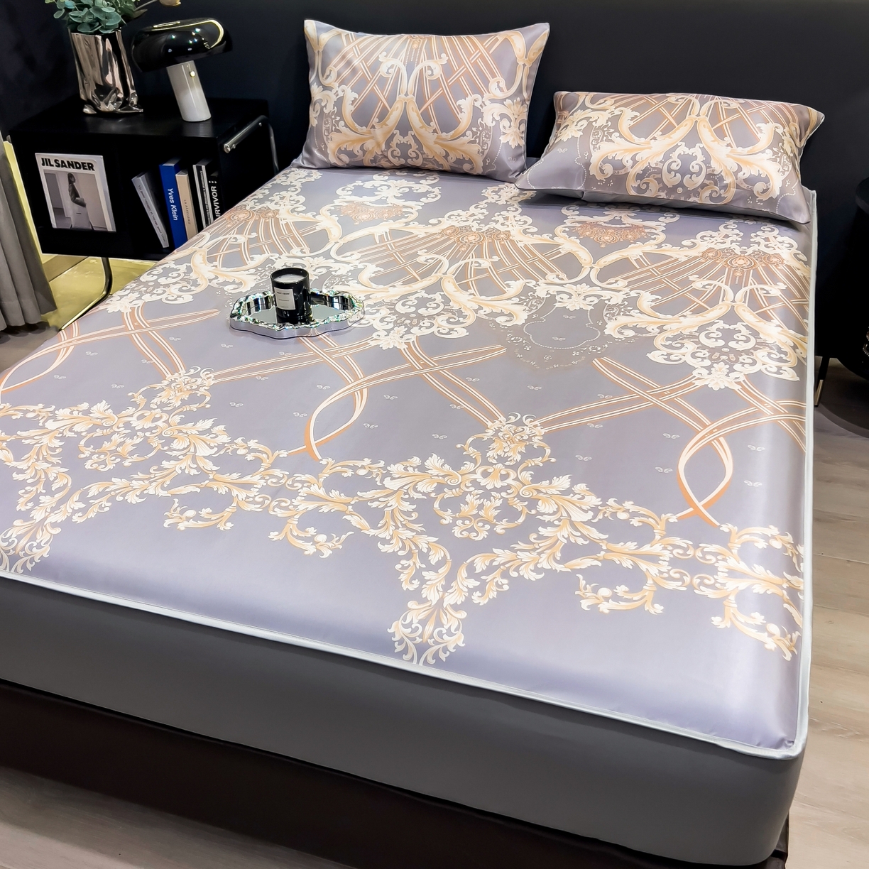 91家纺网 家纺一手货源 找家纺 许林家纺 2026新款数码印花超级凉感席床笠款 艾德琳