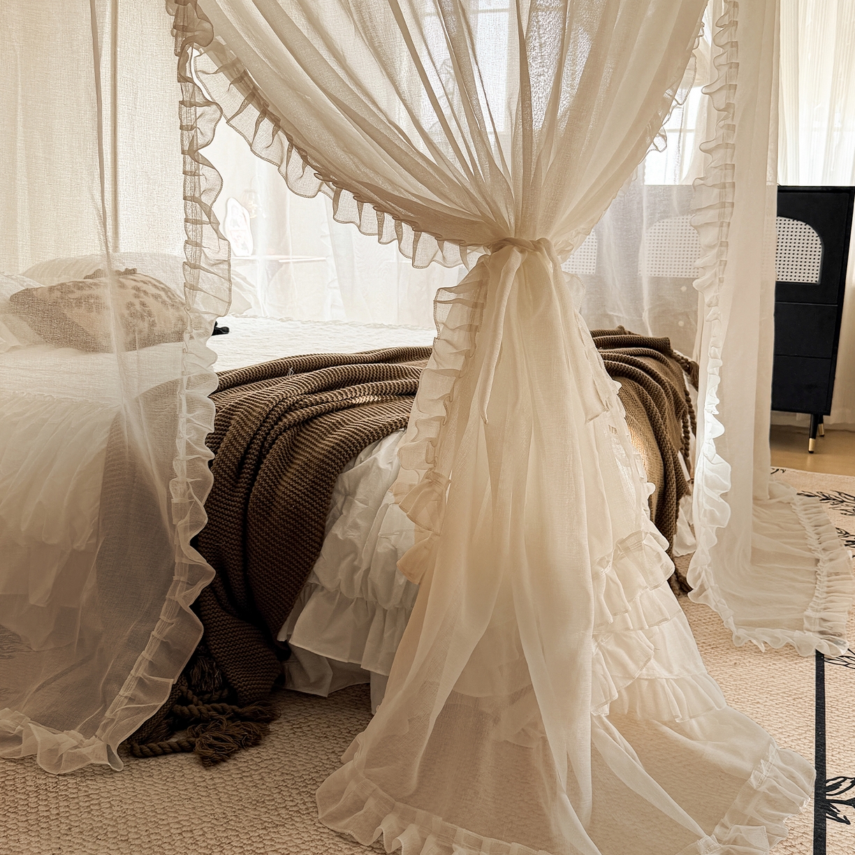 91家纺网 家纺一手货源 找家纺 （总）都市缘蚊帐 2026新款3302多丽棉纱伸缩宫廷蚊帐