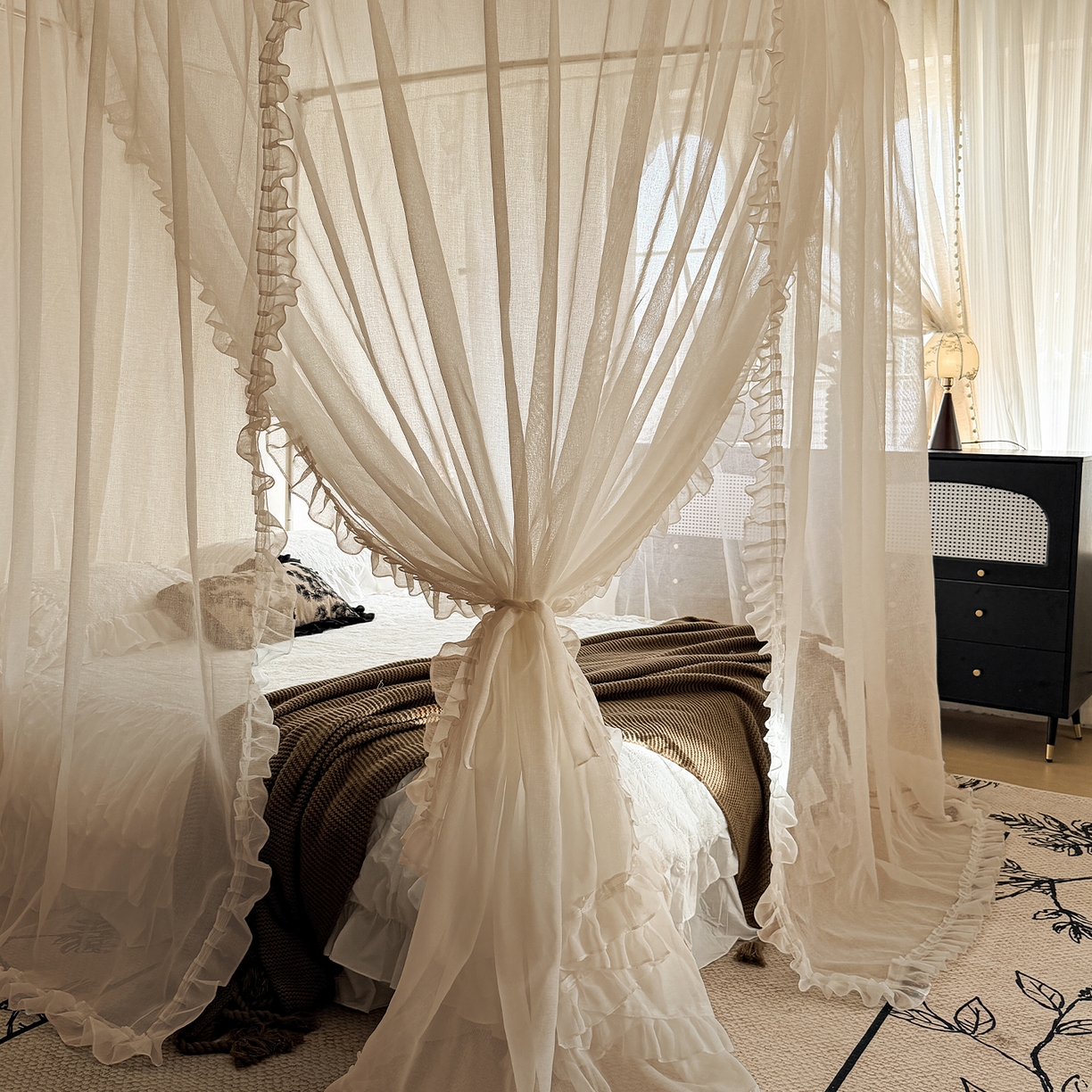 91家纺网 家纺一手货源 找家纺 （总）都市缘蚊帐 2026新款3302多丽棉纱伸缩宫廷蚊帐