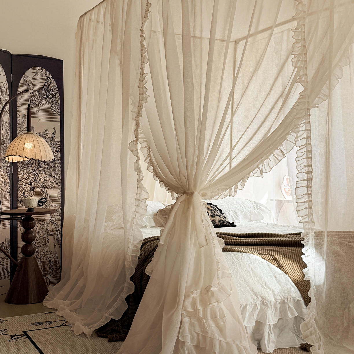 91家纺网 家纺一手货源 找家纺 （总）都市缘蚊帐 2026新款3302多丽棉纱伸缩宫廷蚊帐