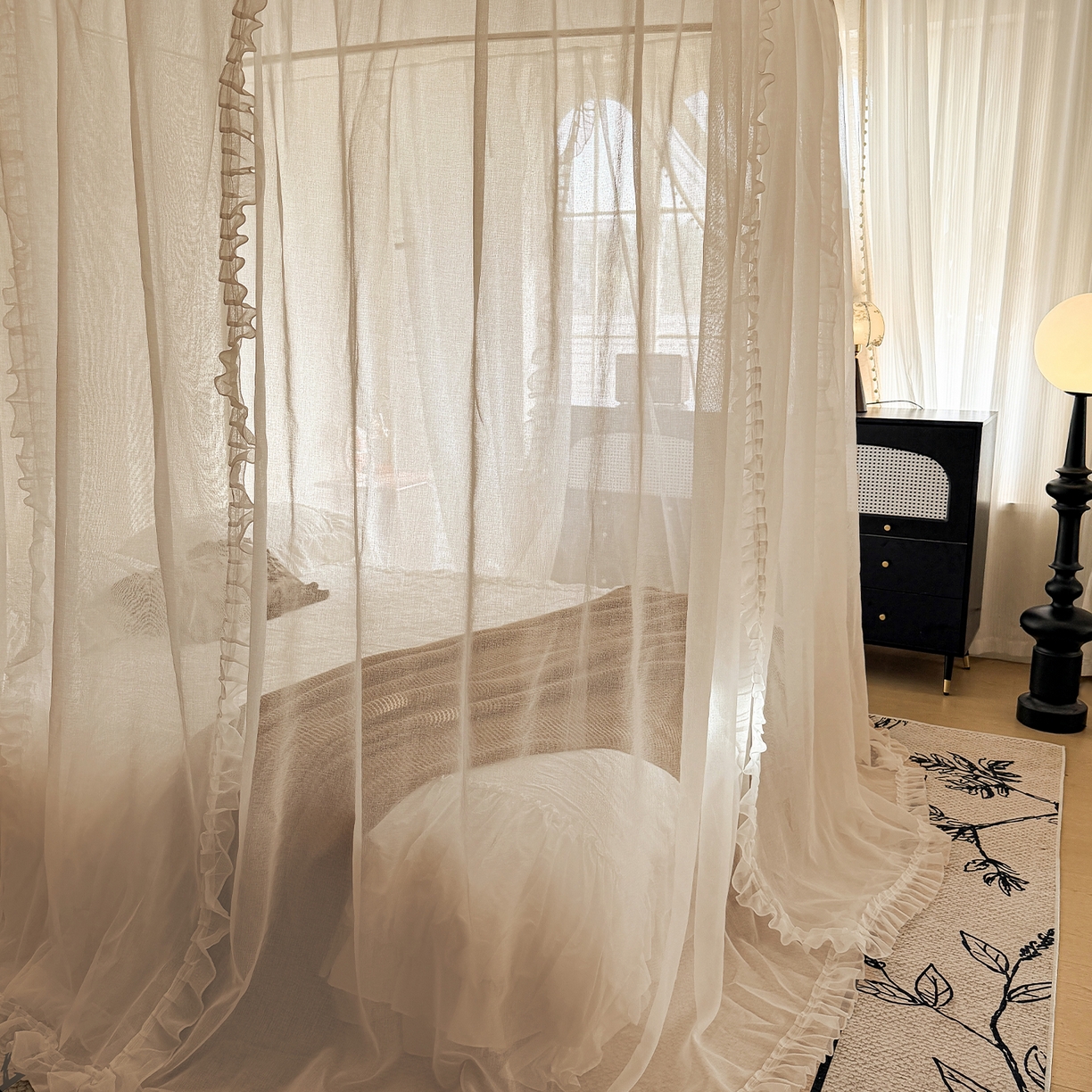 91家纺网 家纺一手货源 找家纺 （总）都市缘蚊帐 2026新款3302多丽棉纱伸缩宫廷蚊帐