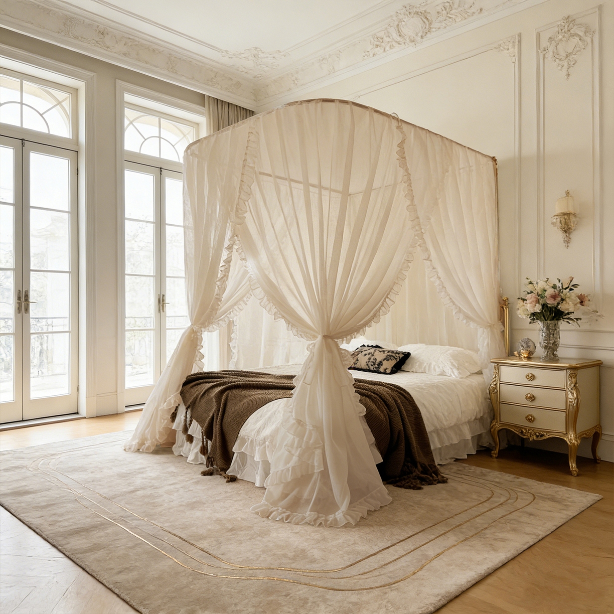 91家纺网 家纺一手货源 找家纺 （总）都市缘蚊帐 2026新款3302多丽棉纱伸缩宫廷蚊帐