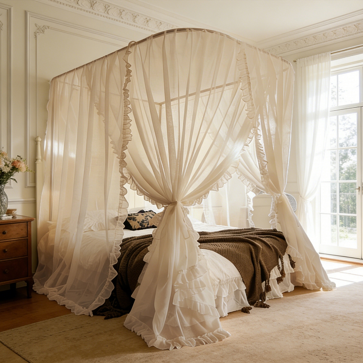 91家纺网 家纺一手货源 找家纺 （总）都市缘蚊帐 2026新款3302多丽棉纱伸缩宫廷蚊帐