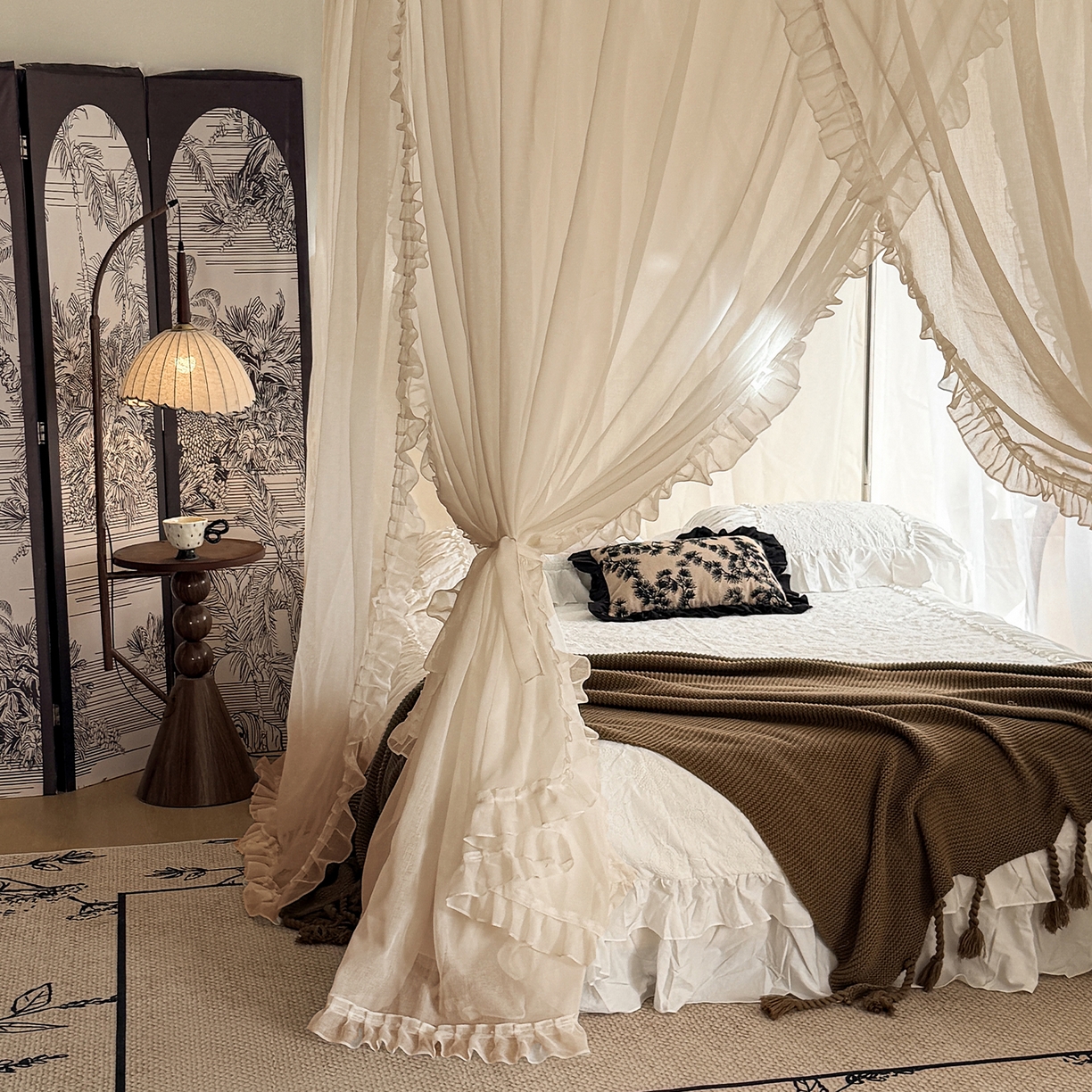 91家纺网 家纺一手货源 找家纺 （总）都市缘蚊帐 2026新款3302多丽棉纱伸缩宫廷蚊帐