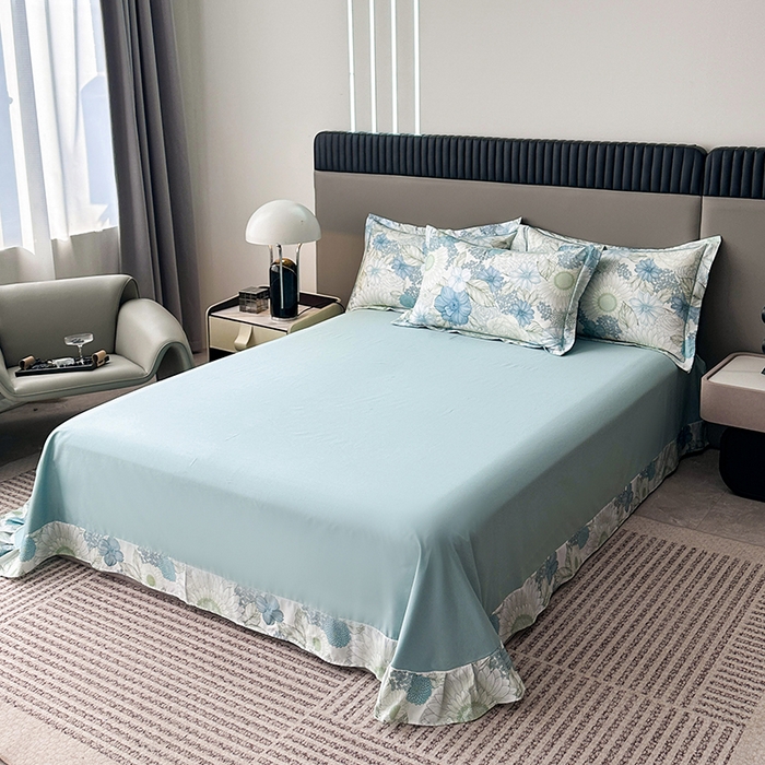 91家纺网 家纺一手货源 找家纺 眷恋家纺 2026新款全棉春夏铂金棉13376数码印花四件套 雪域森林-兰