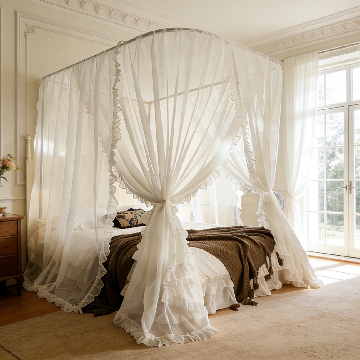 91家纺网 家纺一手货源 找家纺 （总）都市缘蚊帐 2026新款3302多丽棉纱伸缩宫廷蚊帐