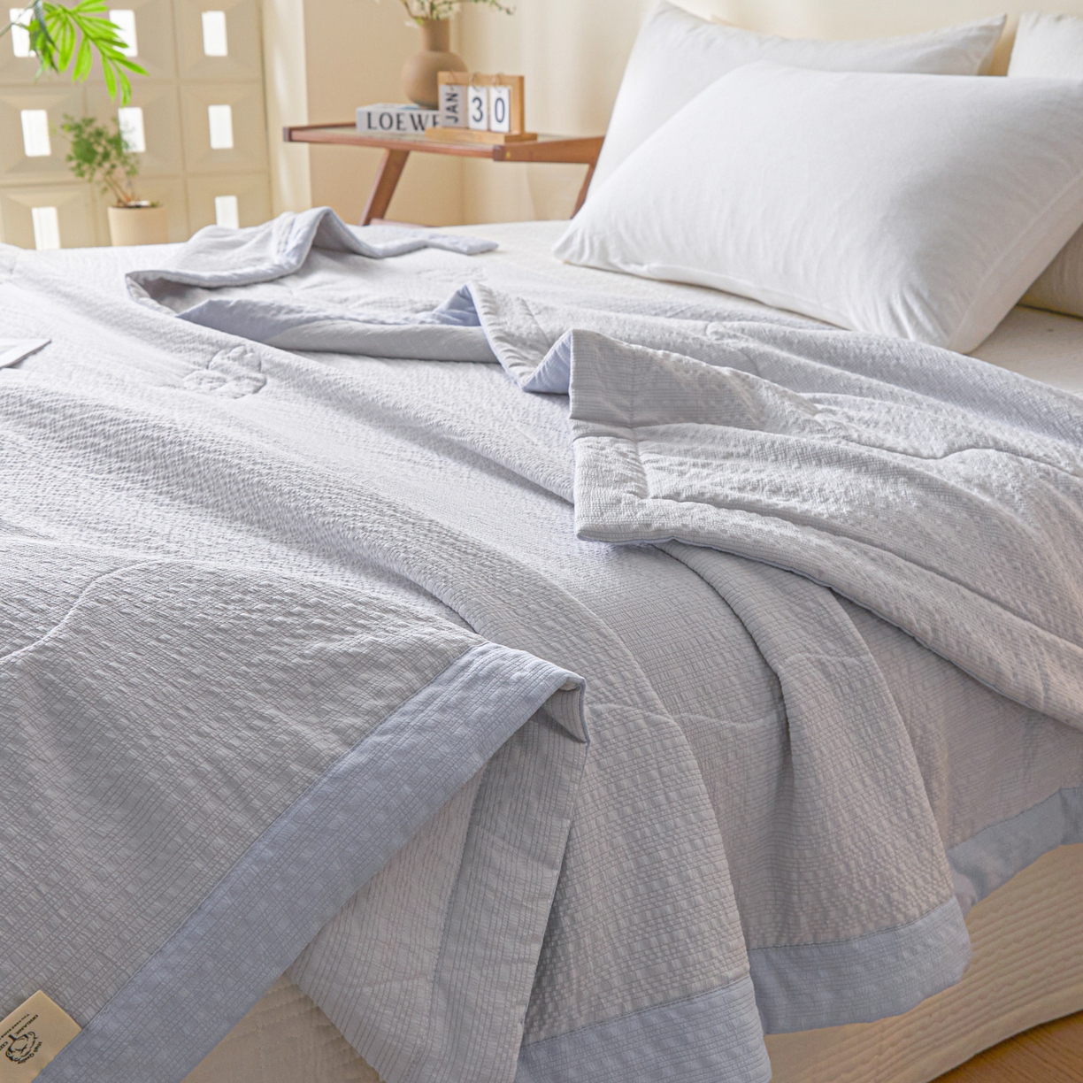 91家纺网 家纺一手货源 找家纺 利欧 2026新款A类提花泡泡棉花夏被夏凉被空调被 泡泡灰