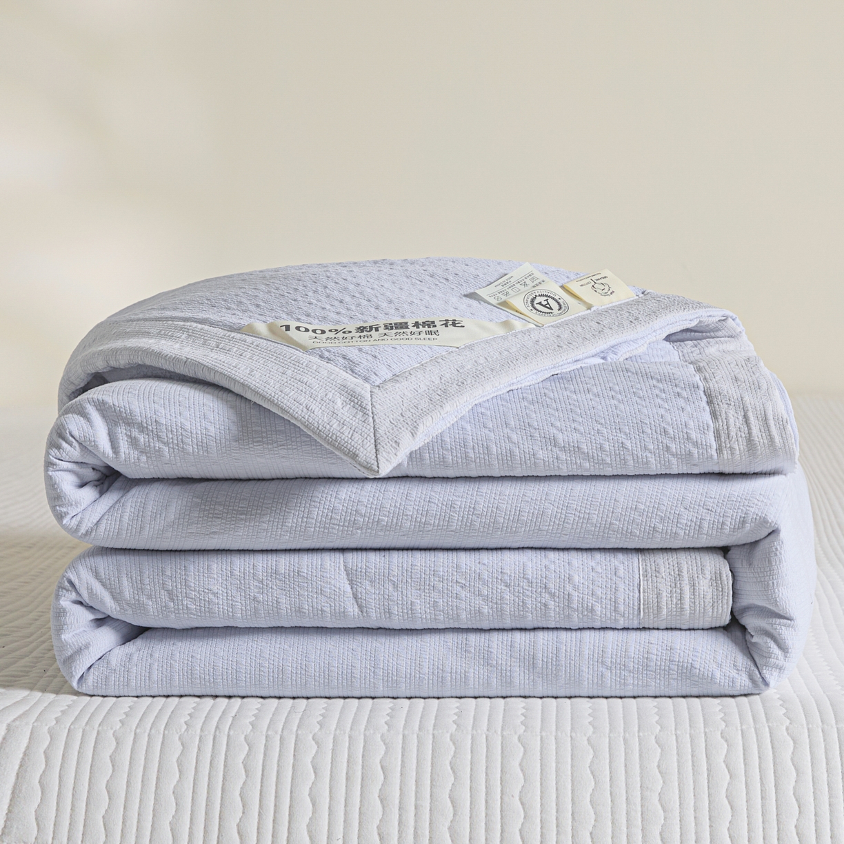 91家纺网 家纺一手货源 找家纺 利欧 2026新款A类提花泡泡棉花夏被夏凉被空调被 泡泡蓝