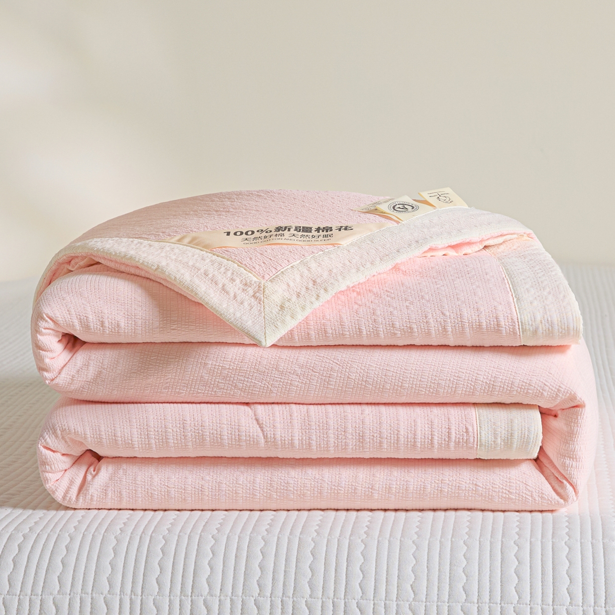 利欧 2026新款A类提花泡泡棉花夏被夏凉被空调被 泡泡粉