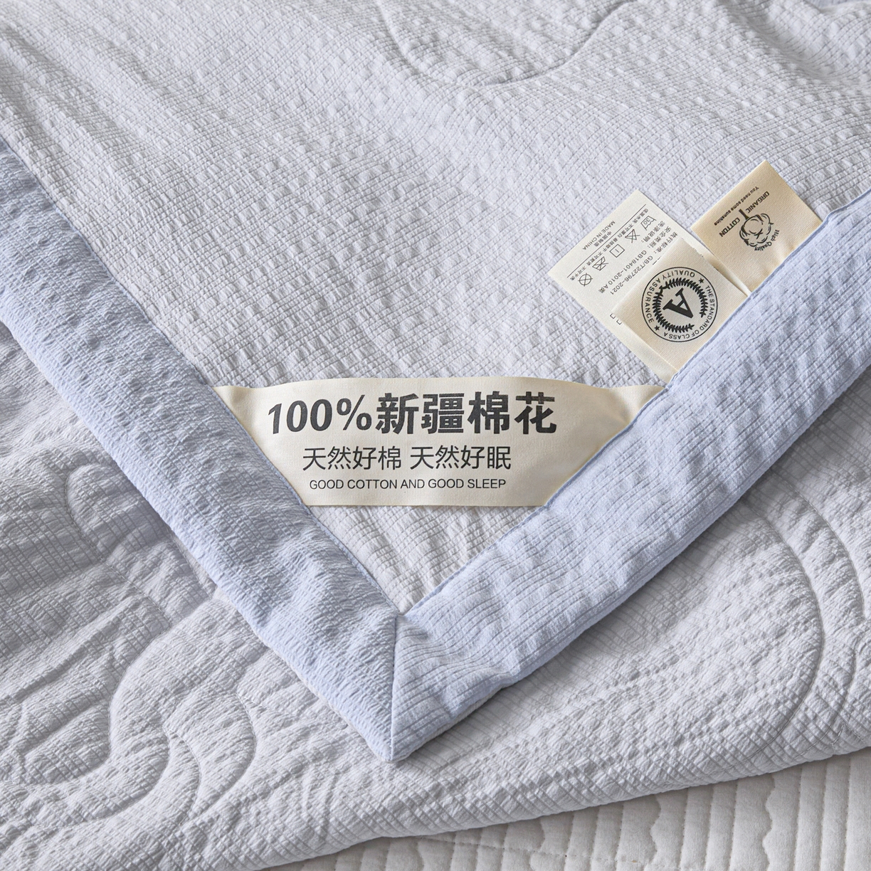 91家纺网 家纺一手货源 找家纺 利欧 2026新款A类提花泡泡棉花夏被夏凉被空调被 泡泡灰