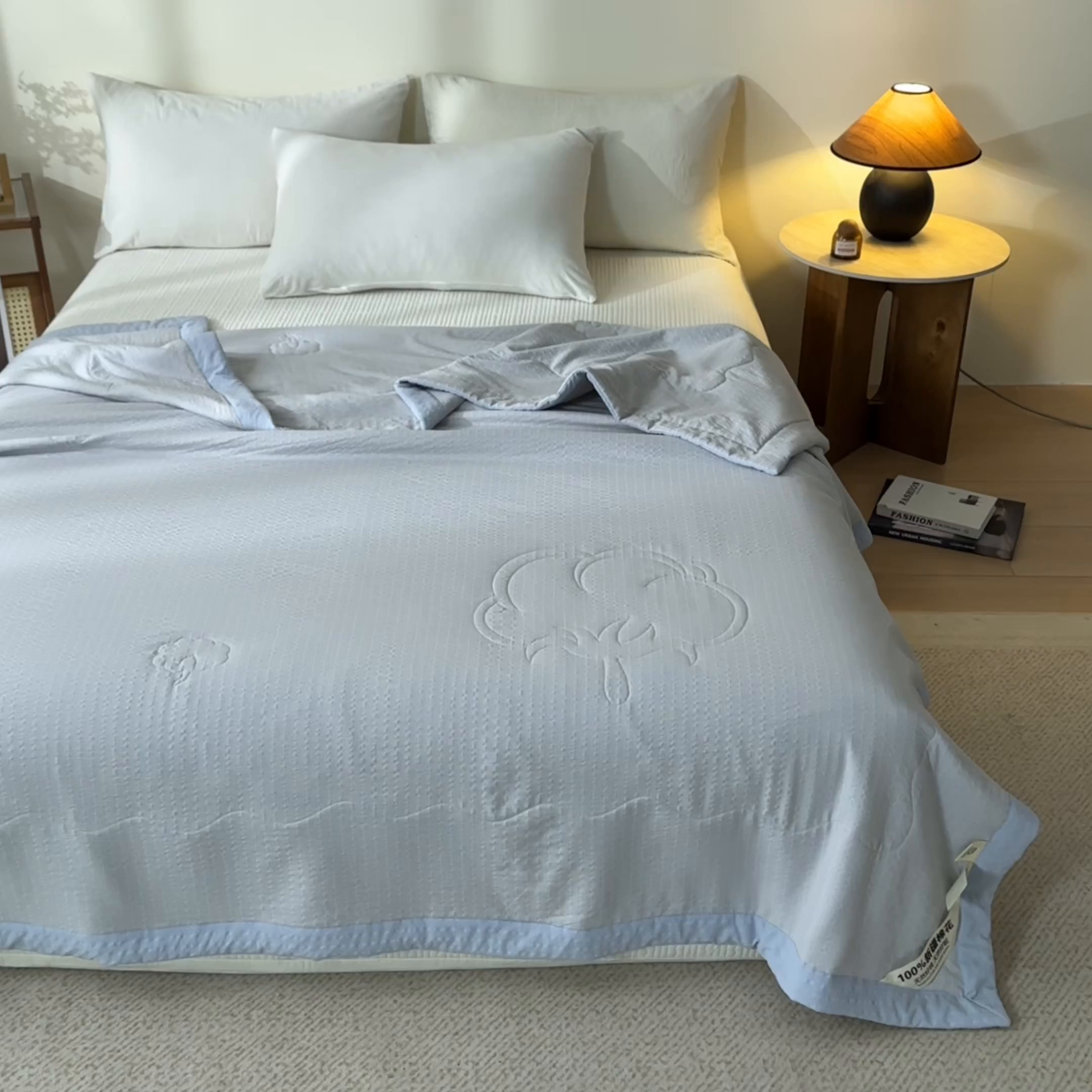 91家纺网 家纺一手货源 找家纺 利欧 2026新款A类提花泡泡棉花夏被夏凉被空调被 泡泡灰