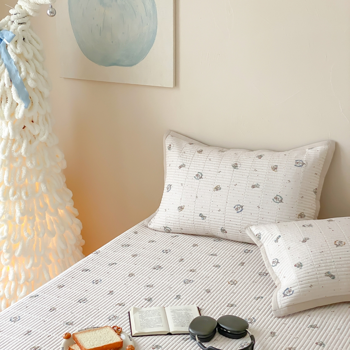 91家纺网 家纺一手货源 找家纺 黛舒家居 2026年春夏款纱洗莫代尔夹棉单床单床单单件床单三件套 米象小园