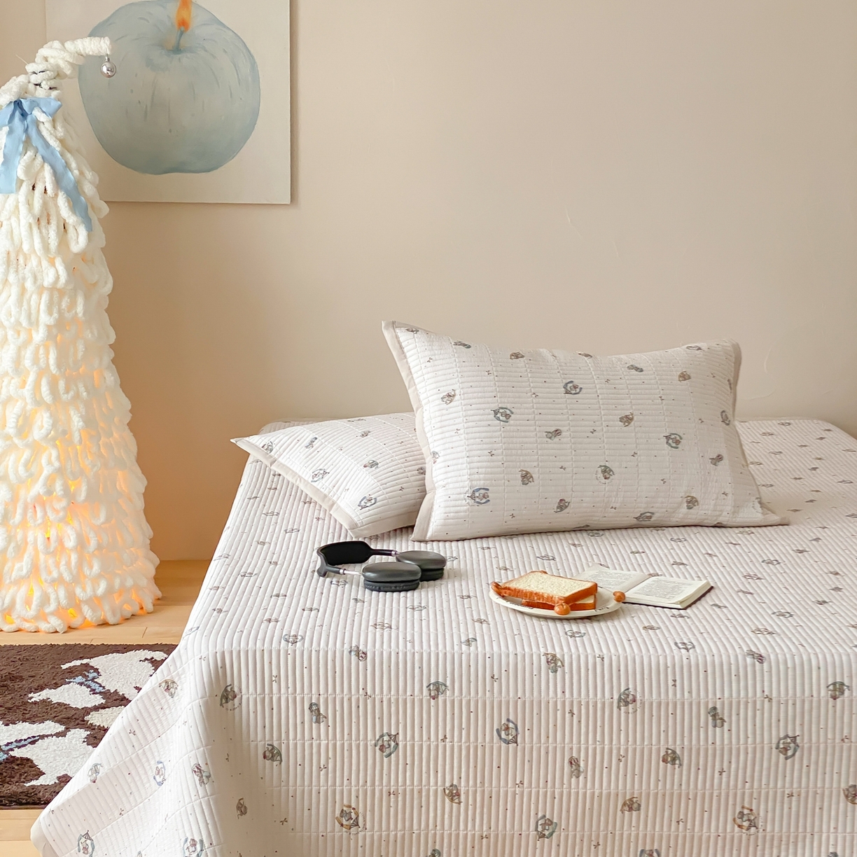 91家纺网 家纺一手货源 找家纺 黛舒家居 2026年春夏款纱洗莫代尔夹棉单床单床单单件床单三件套 米象小园