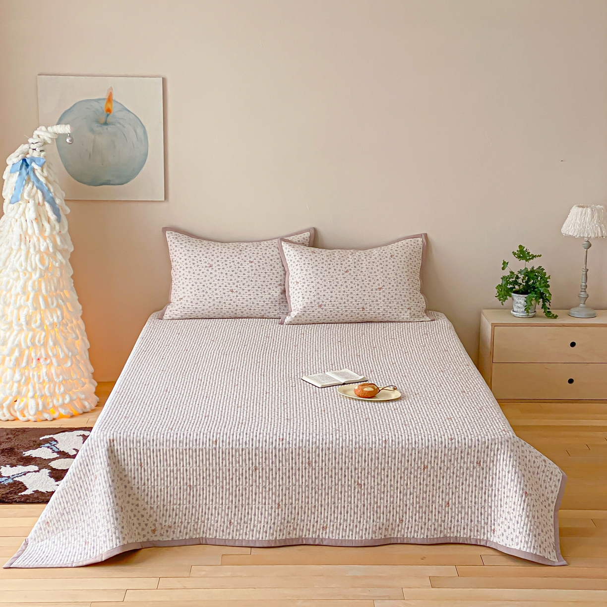 黛舒家居 2026年春夏款纱洗莫代尔夹棉单床单床单单件床单三件套 奶咖小兔