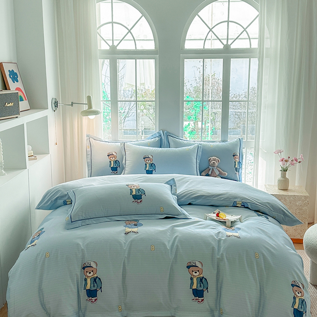 91家纺网 家纺一手货源 找家纺 眷恋家纺 2026新款全棉春夏铂金棉13376数码印花四件套 圆梦青春-兰