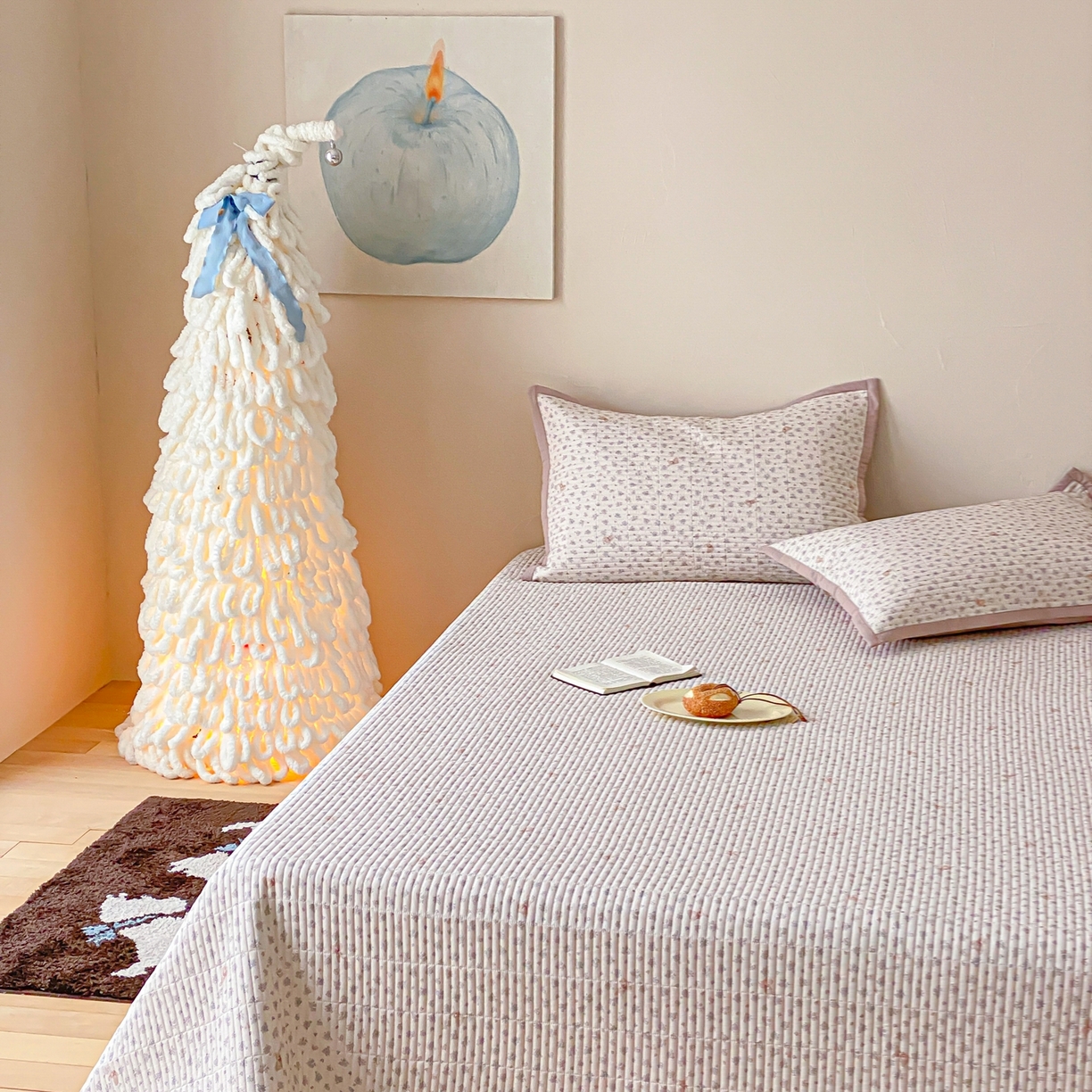 91家纺网 家纺一手货源 找家纺 黛舒家居 2026年春夏款纱洗莫代尔夹棉单床单床单单件床单三件套 奶咖小兔