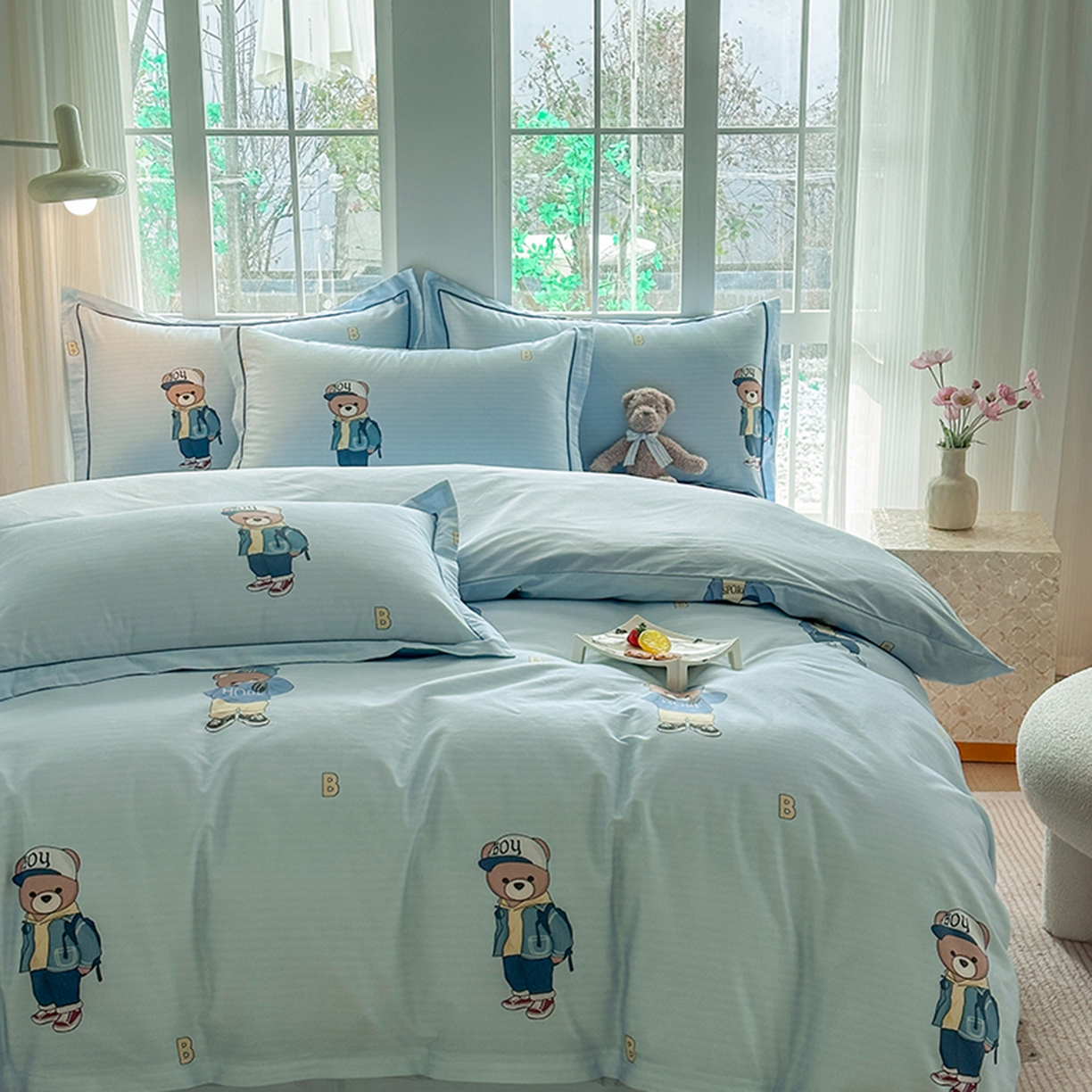 91家纺网 家纺一手货源 找家纺 眷恋家纺 2026新款全棉春夏铂金棉13376数码印花四件套 圆梦青春-兰