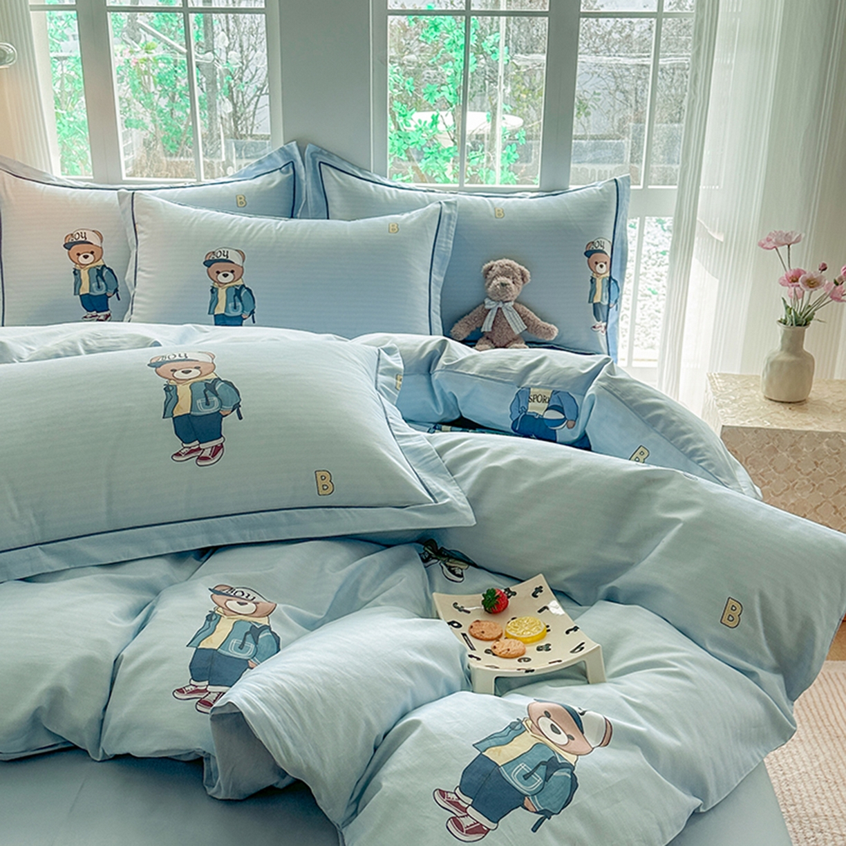 91家纺网 家纺一手货源 找家纺 眷恋家纺 2026新款全棉春夏铂金棉13376数码印花四件套 圆梦青春-兰