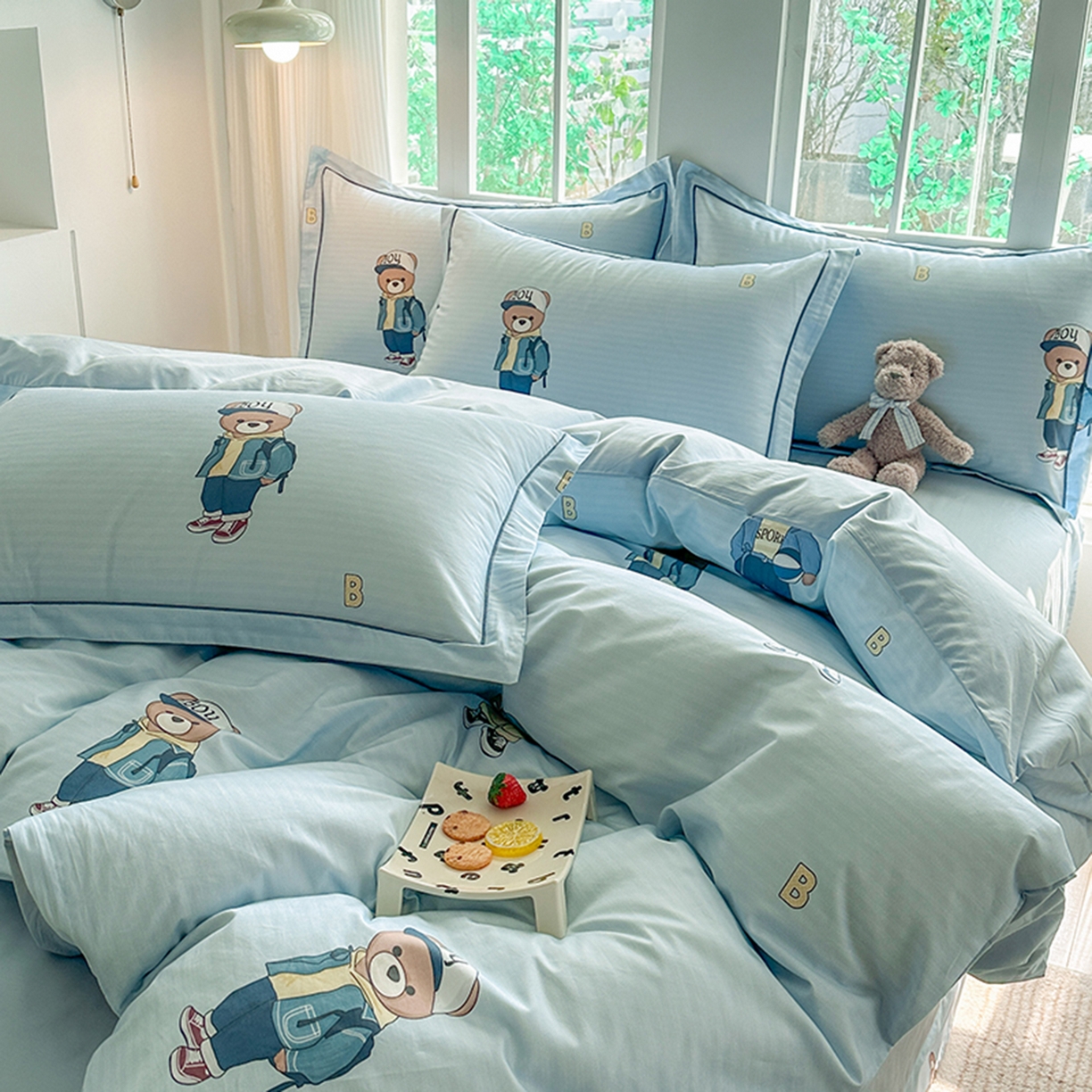 91家纺网 家纺一手货源 找家纺 眷恋家纺 2026新款全棉春夏铂金棉13376数码印花四件套 圆梦青春-兰