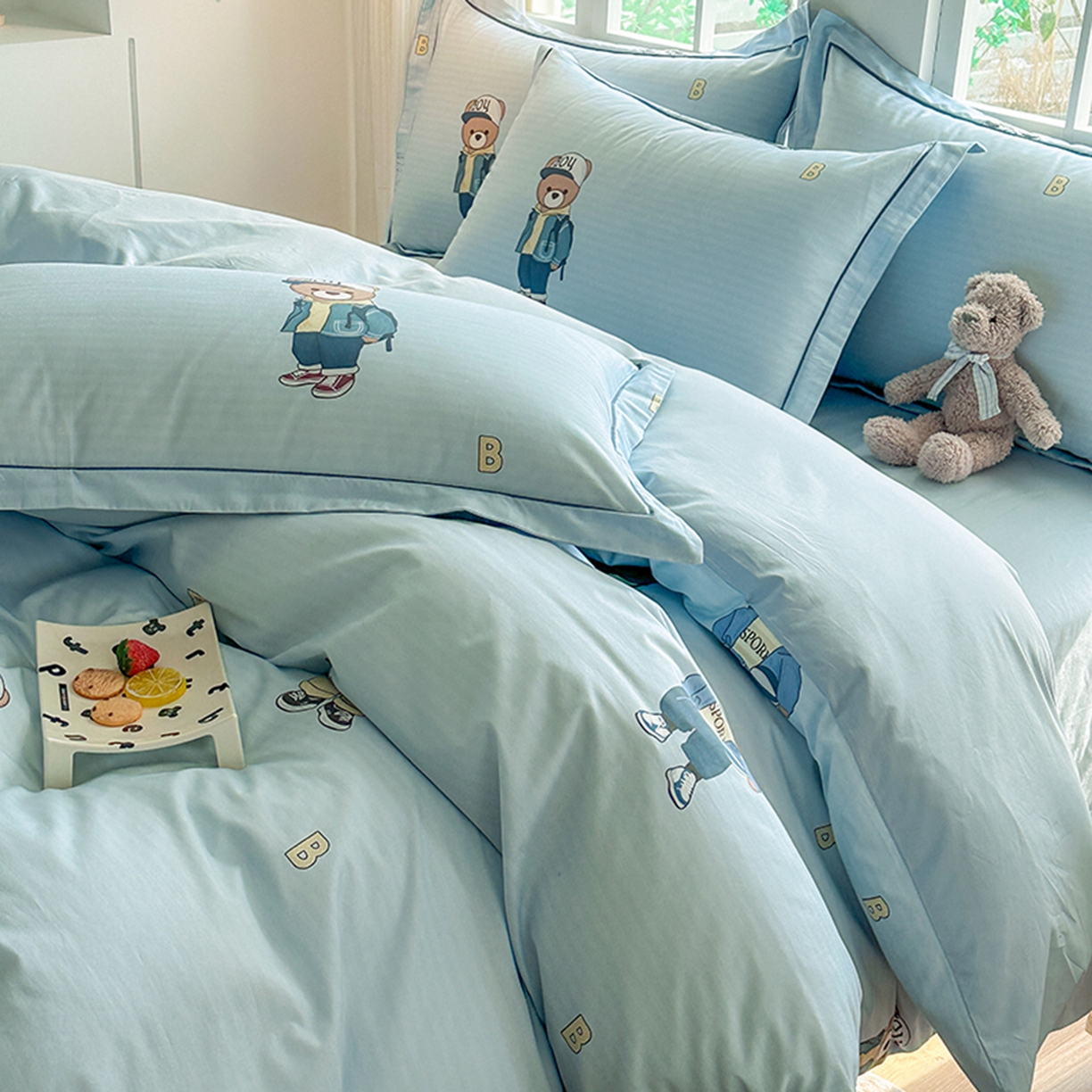 91家纺网 家纺一手货源 找家纺 眷恋家纺 2026新款全棉春夏铂金棉13376数码印花四件套 圆梦青春-兰