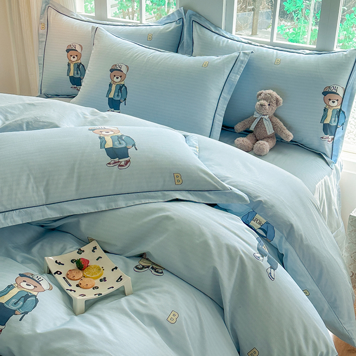 91家纺网 家纺一手货源 找家纺 眷恋家纺 2026新款全棉春夏铂金棉13376数码印花四件套 圆梦青春-兰