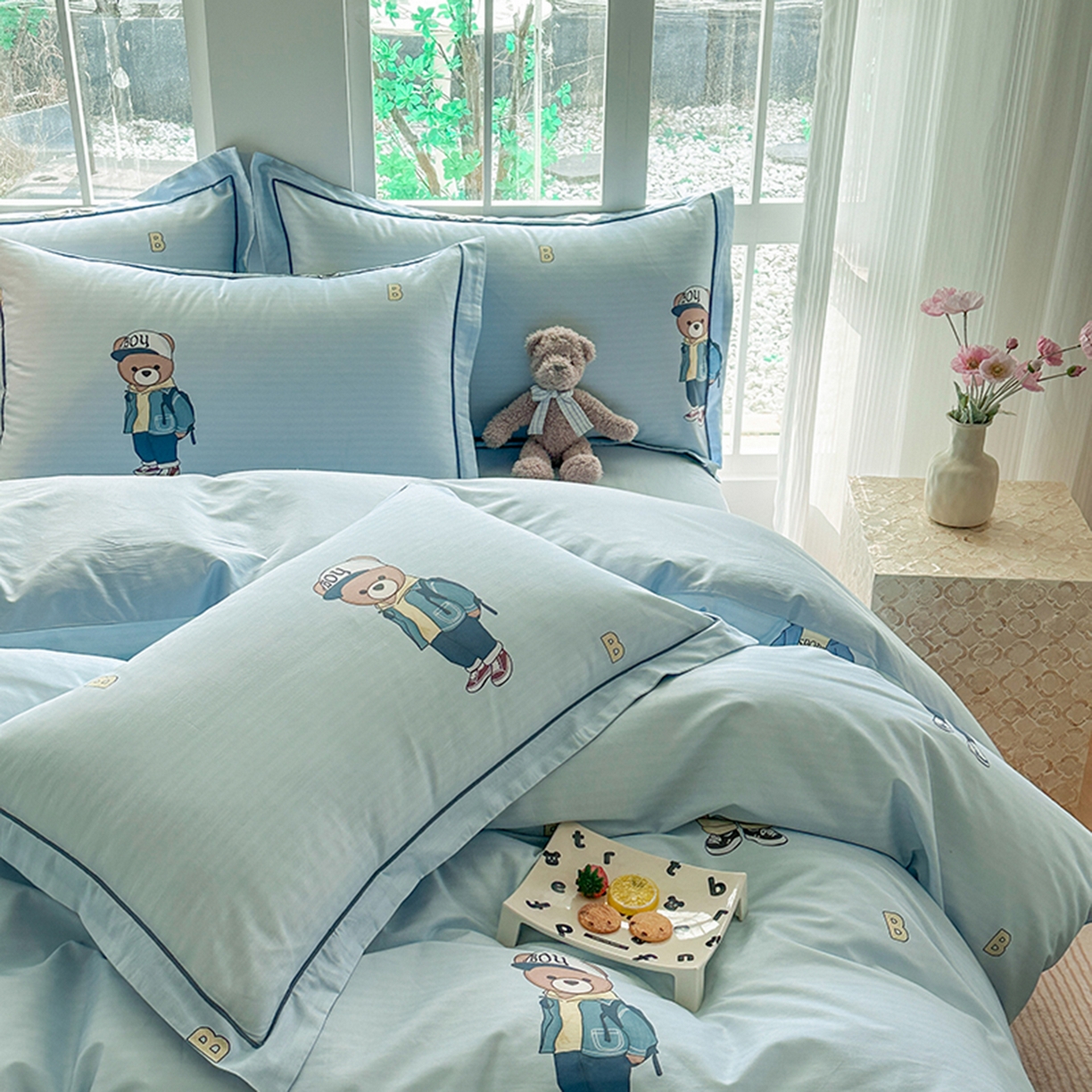 91家纺网 家纺一手货源 找家纺 眷恋家纺 2026新款全棉春夏铂金棉13376数码印花四件套 圆梦青春-兰