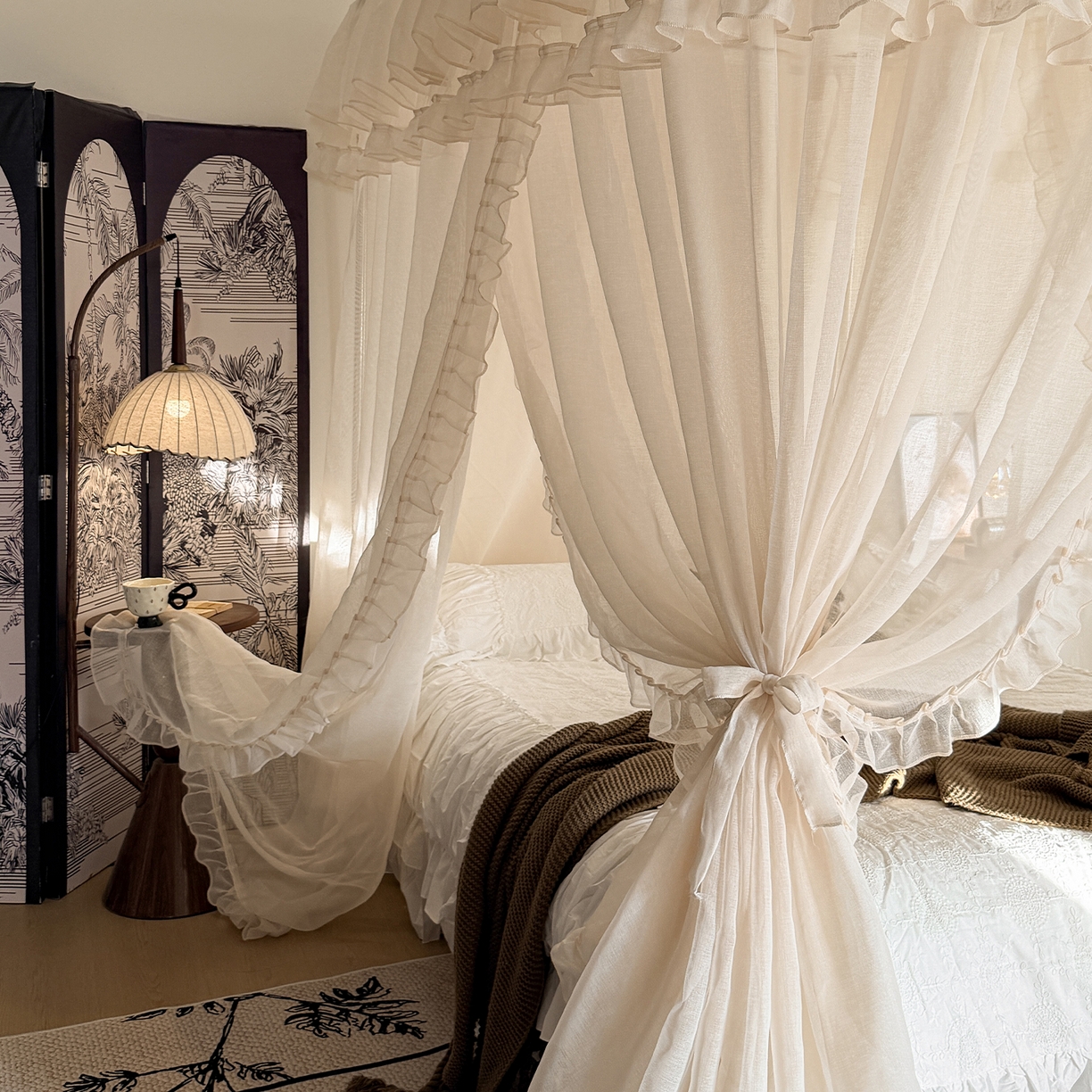 91家纺网 家纺一手货源 找家纺 （总）都市缘蚊帐 2026年新款3303多丽棉纱纯色款轨道蚊帐1.5m 1.8m