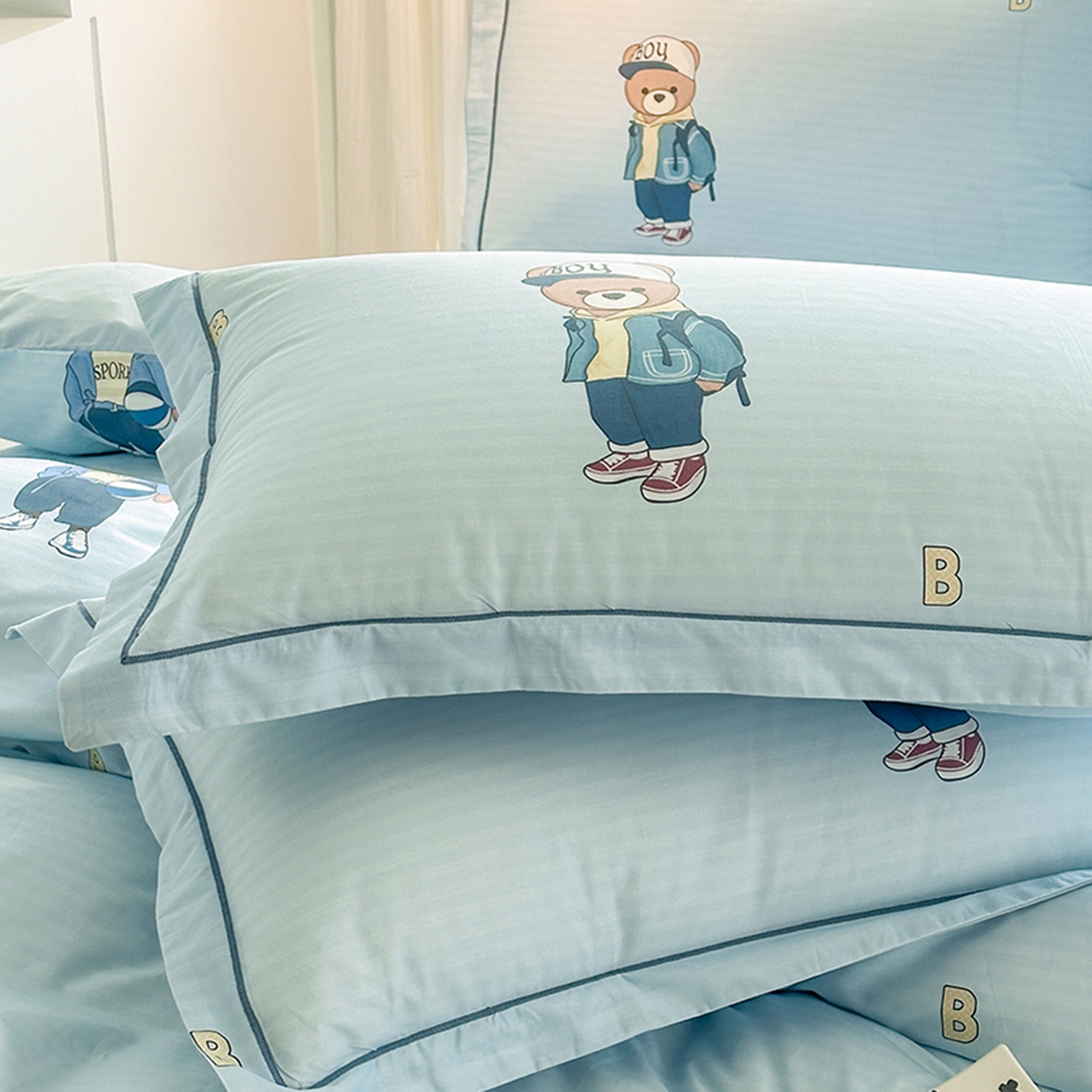 91家纺网 家纺一手货源 找家纺 眷恋家纺 2026新款全棉春夏铂金棉13376数码印花四件套 圆梦青春-兰