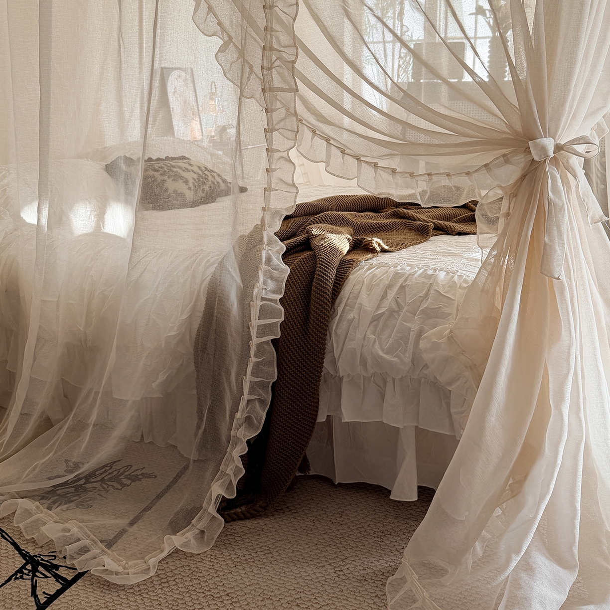 91家纺网 家纺一手货源 找家纺 （总）都市缘蚊帐 2026年新款3303多丽棉纱纯色款轨道蚊帐1.5m 1.8m