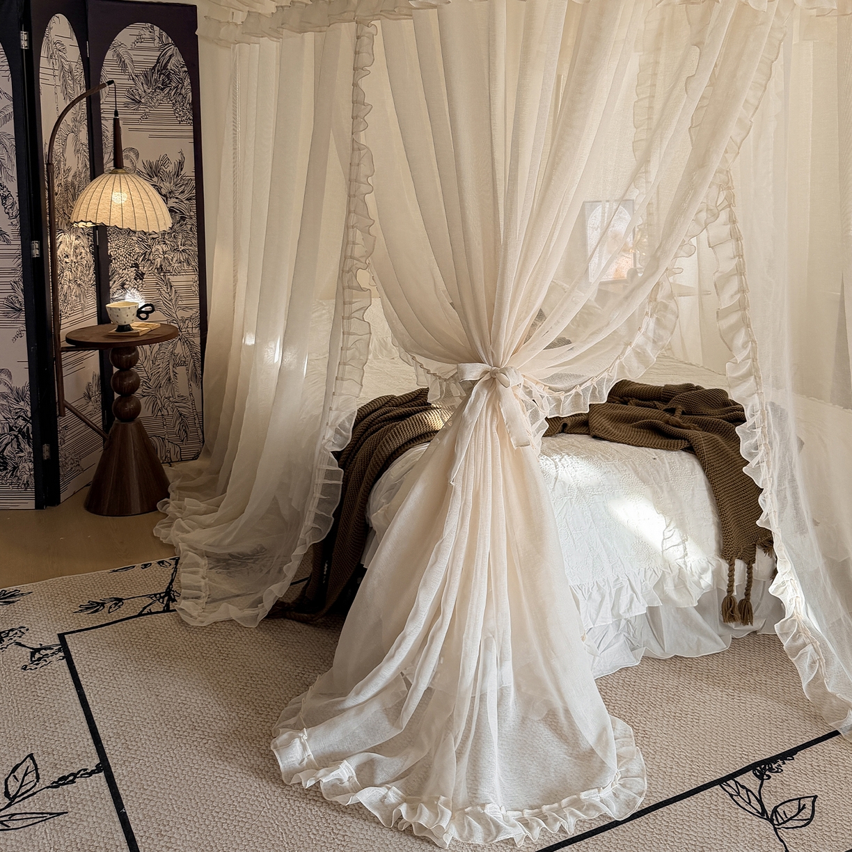 91家纺网 家纺一手货源 找家纺 （总）都市缘蚊帐 2026年新款3303多丽棉纱纯色款轨道蚊帐1.5m 1.8m