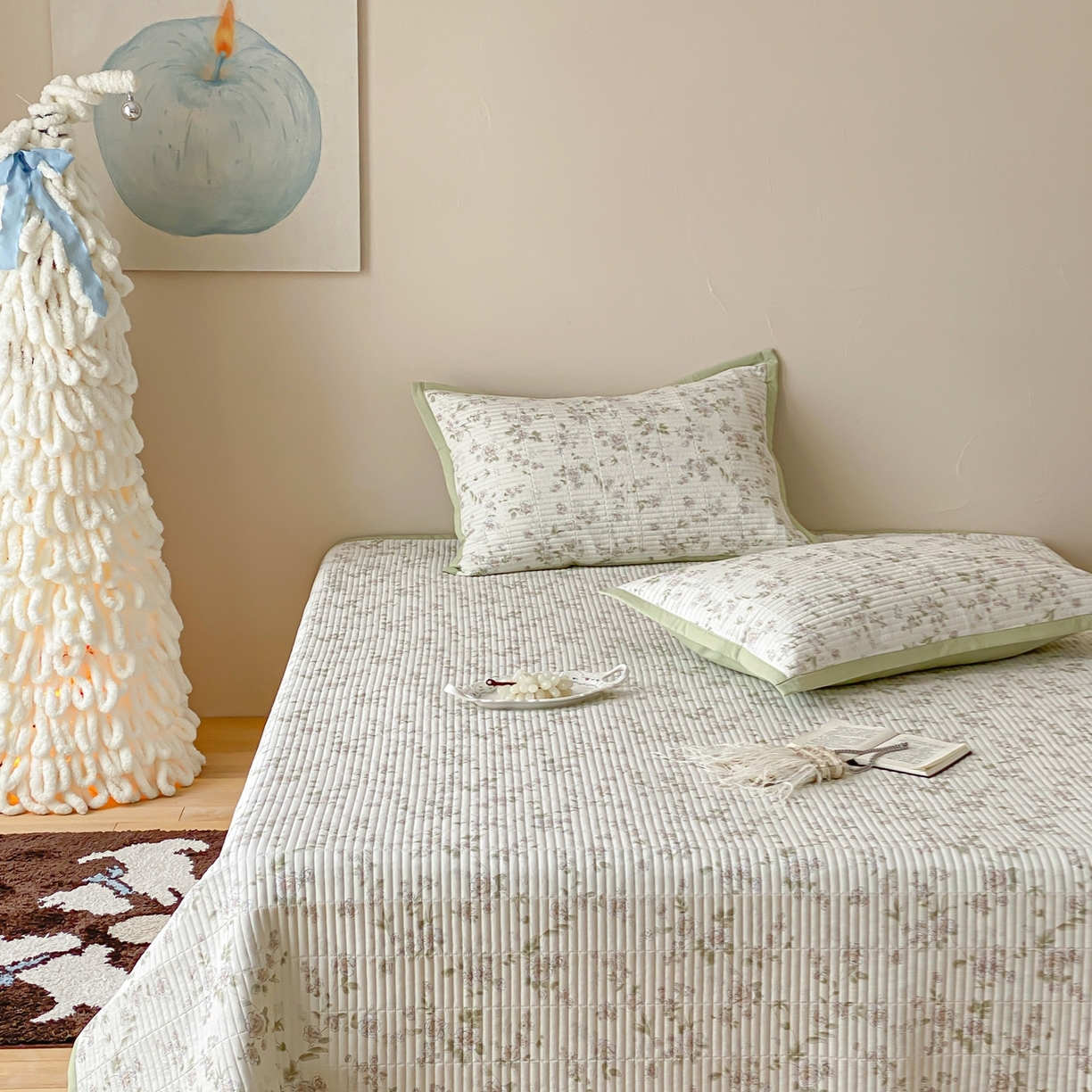 91家纺网 家纺一手货源 找家纺 黛舒家居 2026年春夏款纱洗莫代尔夹棉单床单床单单件床单三件套 浅夏繁花