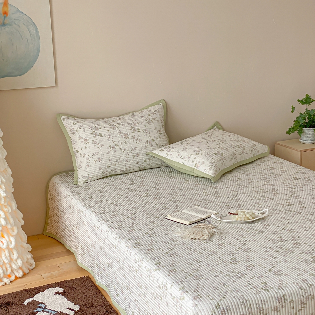 91家纺网 家纺一手货源 找家纺 黛舒家居 2026年春夏款纱洗莫代尔夹棉单床单床单单件床单三件套 浅夏繁花