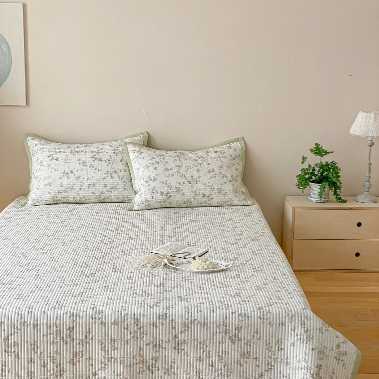 91家纺网 家纺一手货源 找家纺 黛舒家居 2026年春夏款纱洗莫代尔夹棉单床单床单单件床单三件套 浅夏繁花