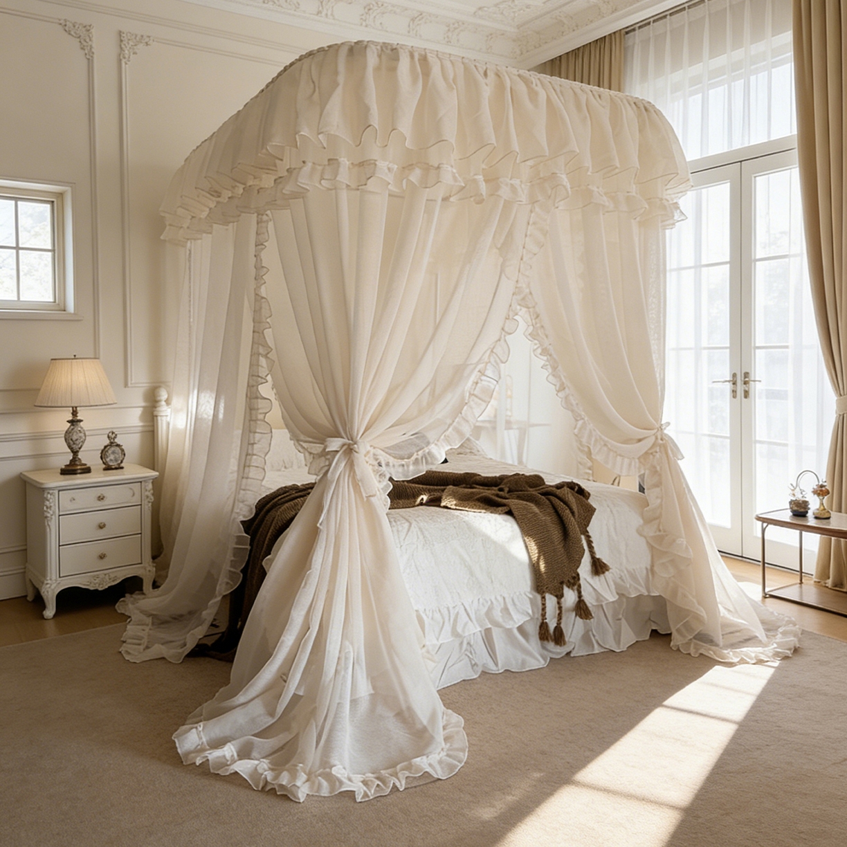 91家纺网 家纺一手货源 找家纺 （总）都市缘蚊帐 2026年新款3303多丽棉纱纯色款轨道蚊帐1.5m 1.8m