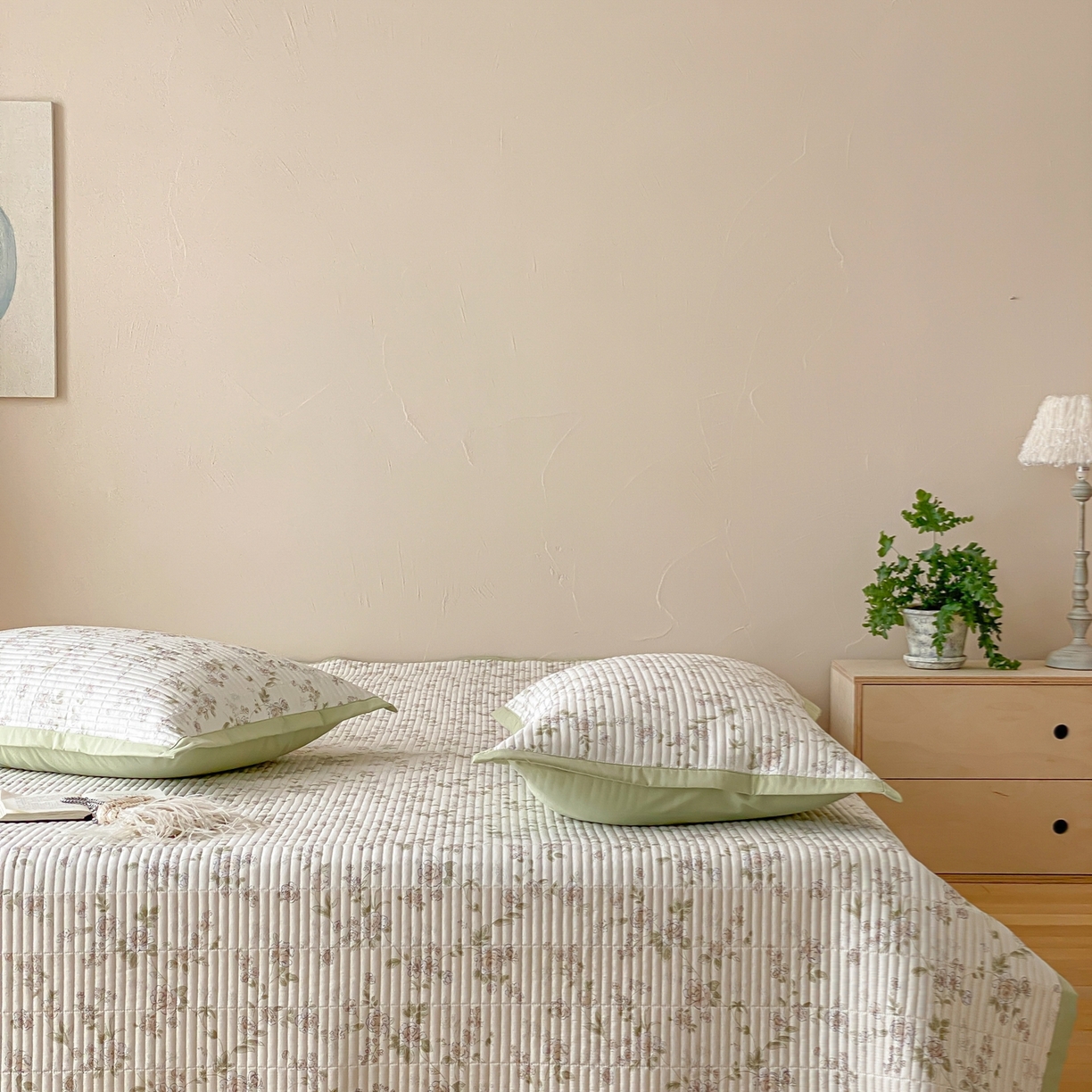 91家纺网 家纺一手货源 找家纺 黛舒家居 2026年春夏款纱洗莫代尔夹棉单床单床单单件床单三件套 浅夏繁花