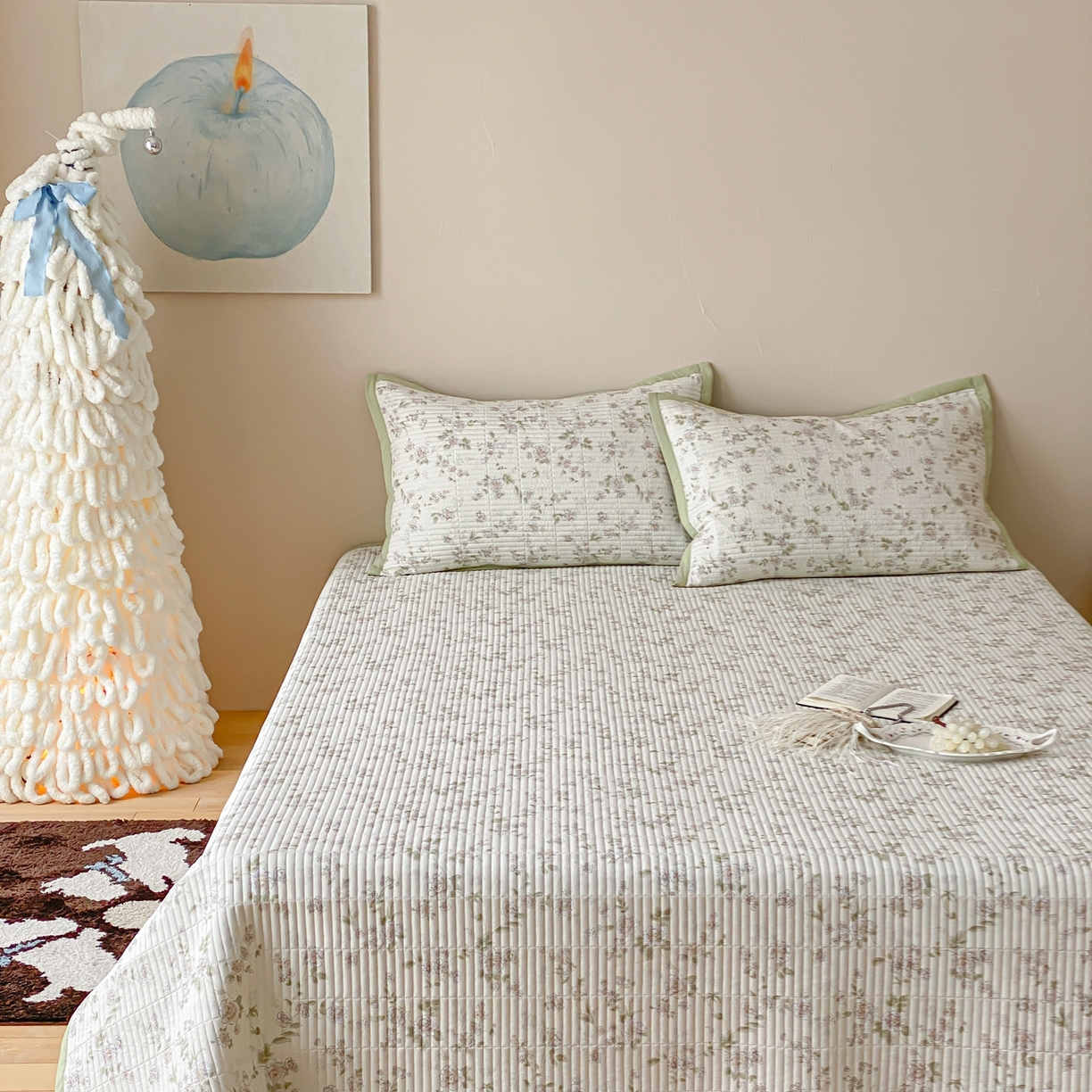 91家纺网 家纺一手货源 找家纺 黛舒家居 2026年春夏款纱洗莫代尔夹棉单床单床单单件床单三件套 浅夏繁花