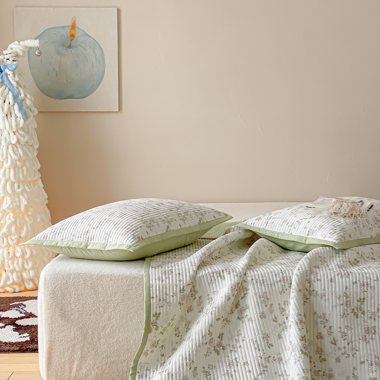 91家纺网 家纺一手货源 找家纺 黛舒家居 2026年春夏款纱洗莫代尔夹棉单床单床单单件床单三件套 浅夏繁花