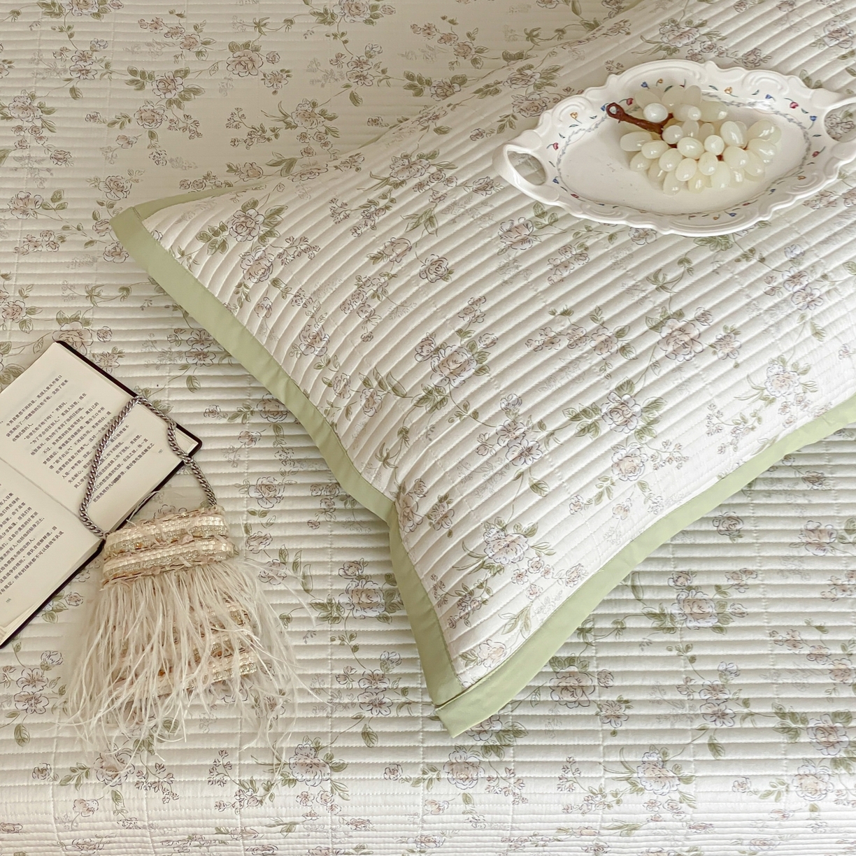 91家纺网 家纺一手货源 找家纺 黛舒家居 2026年春夏款纱洗莫代尔夹棉单床单床单单件床单三件套 浅夏繁花