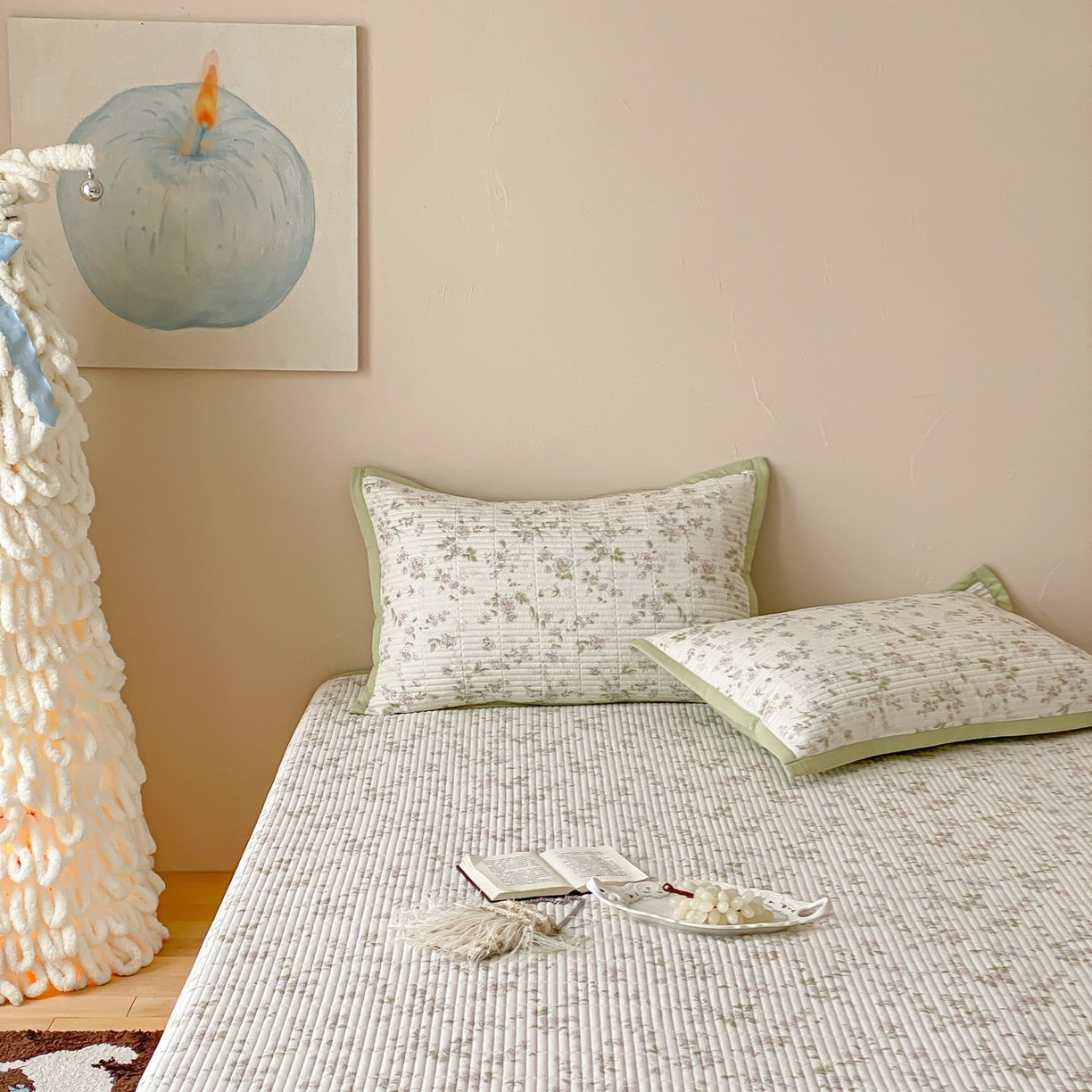 91家纺网 家纺一手货源 找家纺 黛舒家居 2026年春夏款纱洗莫代尔夹棉单床单床单单件床单三件套 浅夏繁花