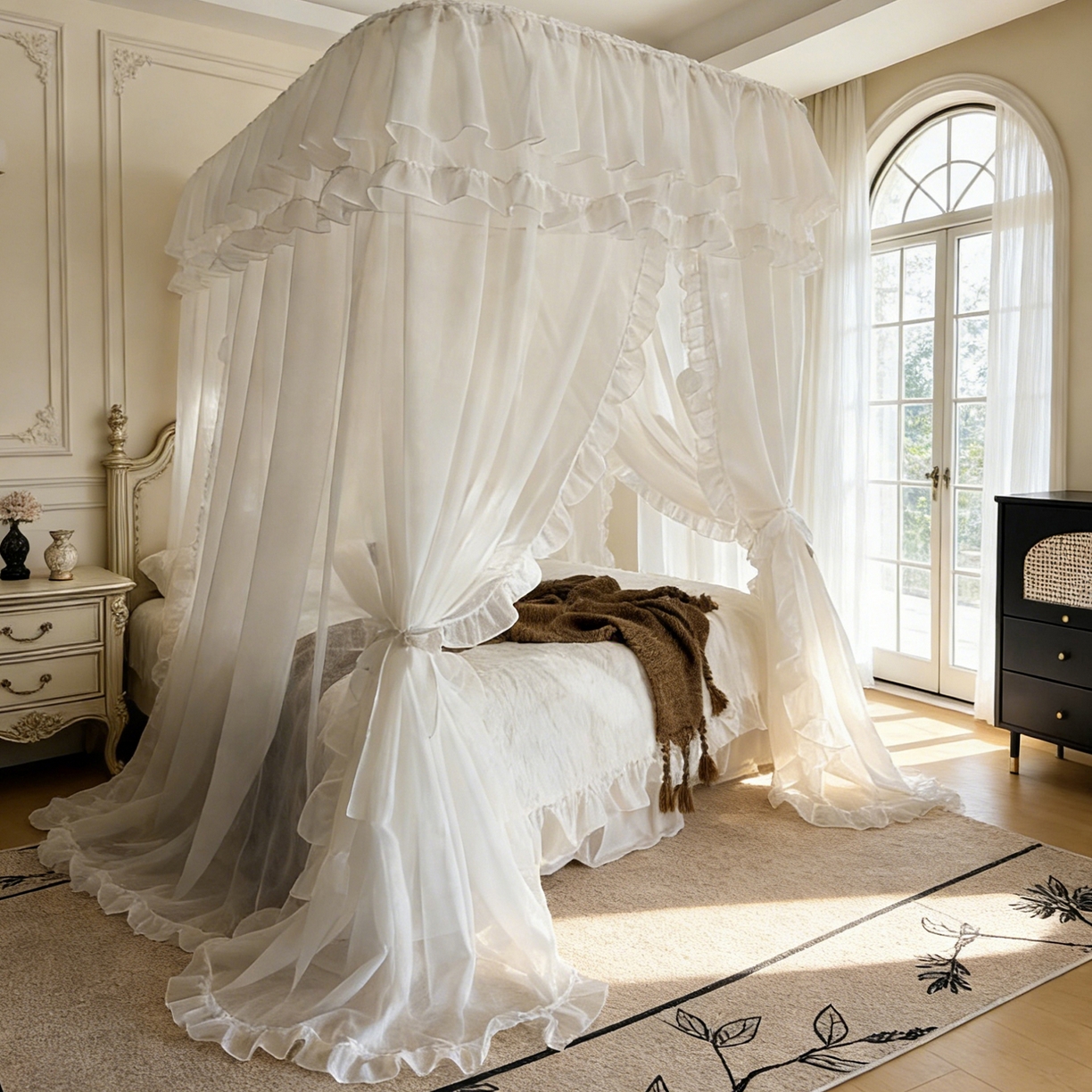 91家纺网 家纺一手货源 找家纺 （总）都市缘蚊帐 2026年新款3303多丽棉纱纯色款轨道蚊帐1.5m 1.8m