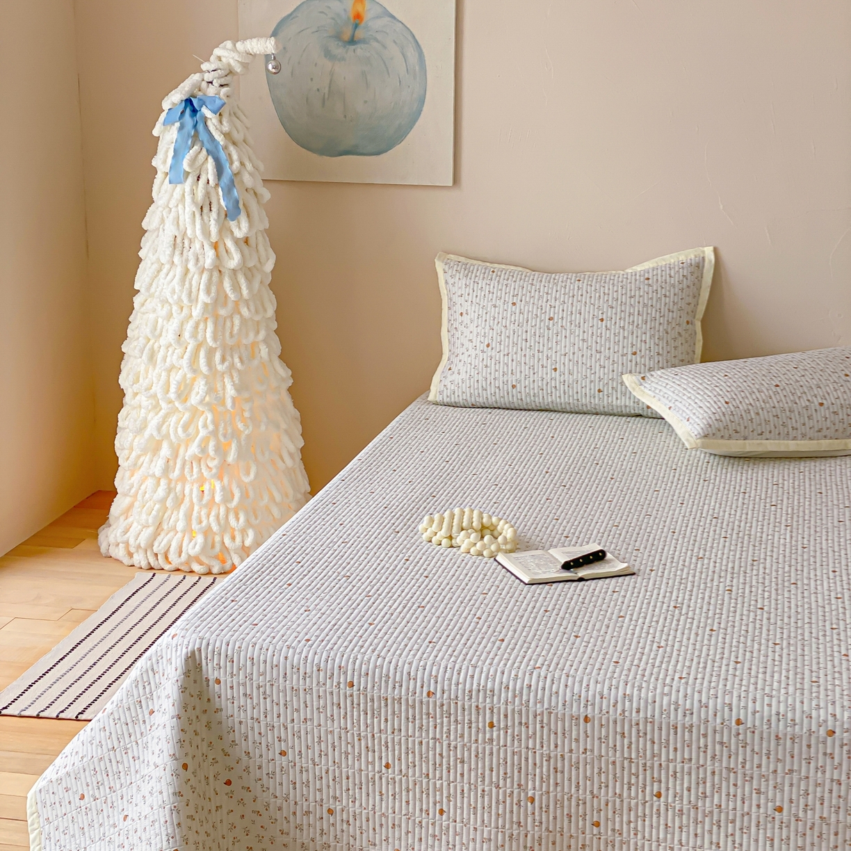 91家纺网 家纺一手货源 找家纺 黛舒家居 2026年春夏款纱洗莫代尔夹棉单床单床单单件床单三件套 鲜橙漫夏