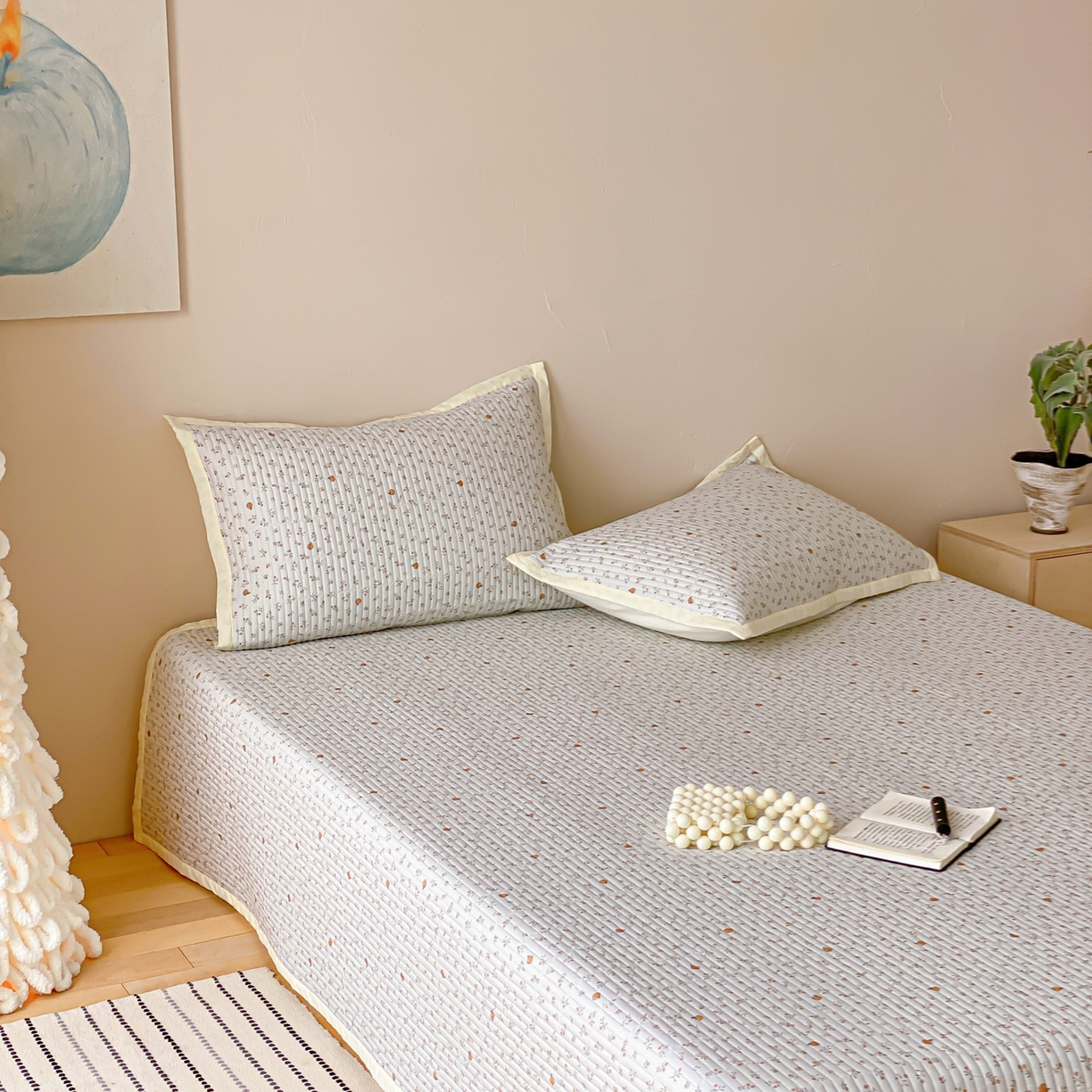 91家纺网 家纺一手货源 找家纺 黛舒家居 2026年春夏款纱洗莫代尔夹棉单床单床单单件床单三件套 鲜橙漫夏