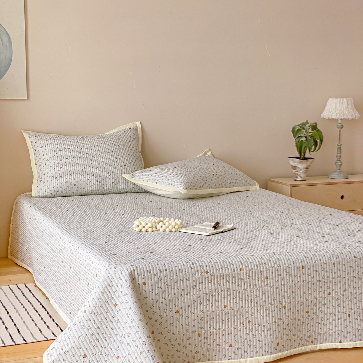 91家纺网 家纺一手货源 找家纺 黛舒家居 2026年春夏款纱洗莫代尔夹棉单床单床单单件床单三件套 鲜橙漫夏