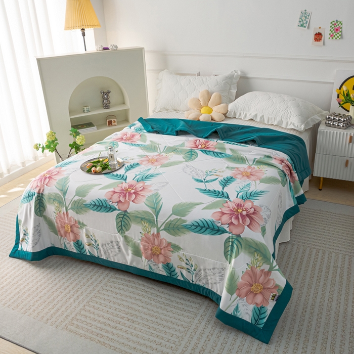 91家纺网 家纺一手货源 找家纺 美丽折家纺 2026新款乳胶被夏凉被空调被 繁花似锦