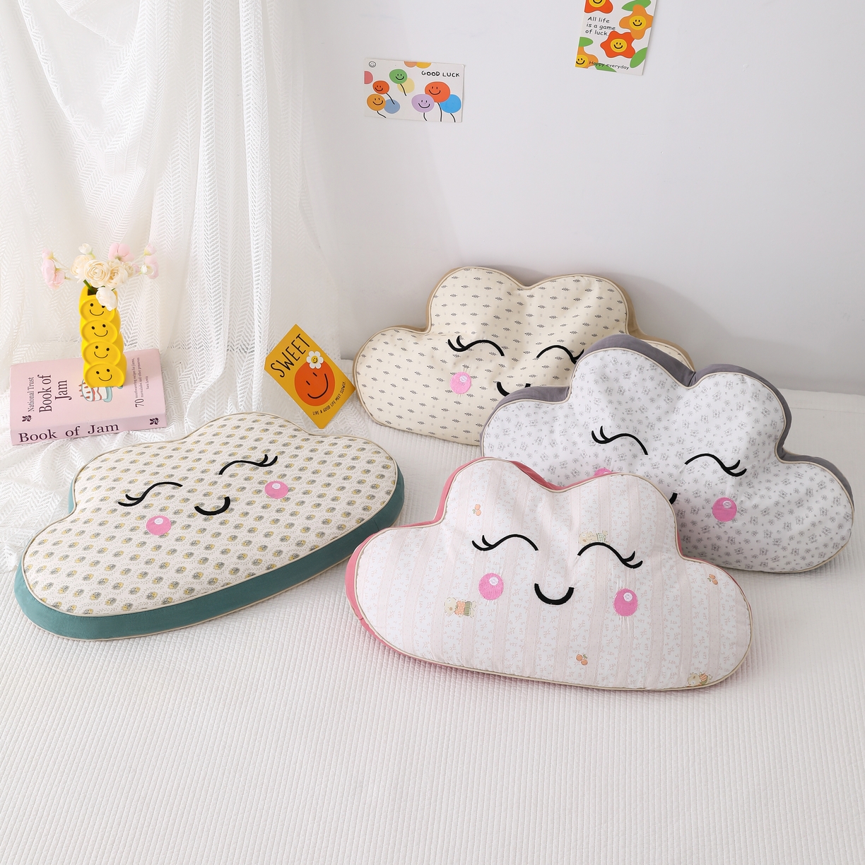 91家纺网 家纺一手货源 找家纺 （总）芯洲 2026新款全棉双层纱云朵可爱荞麦枕刺绣抱枕枕头枕芯