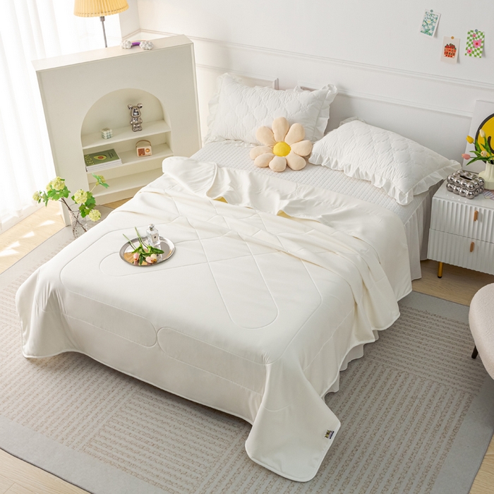 91家纺网 家纺一手货源 找家纺 美丽折家纺 2026新款乳胶被夏凉被空调被 白色